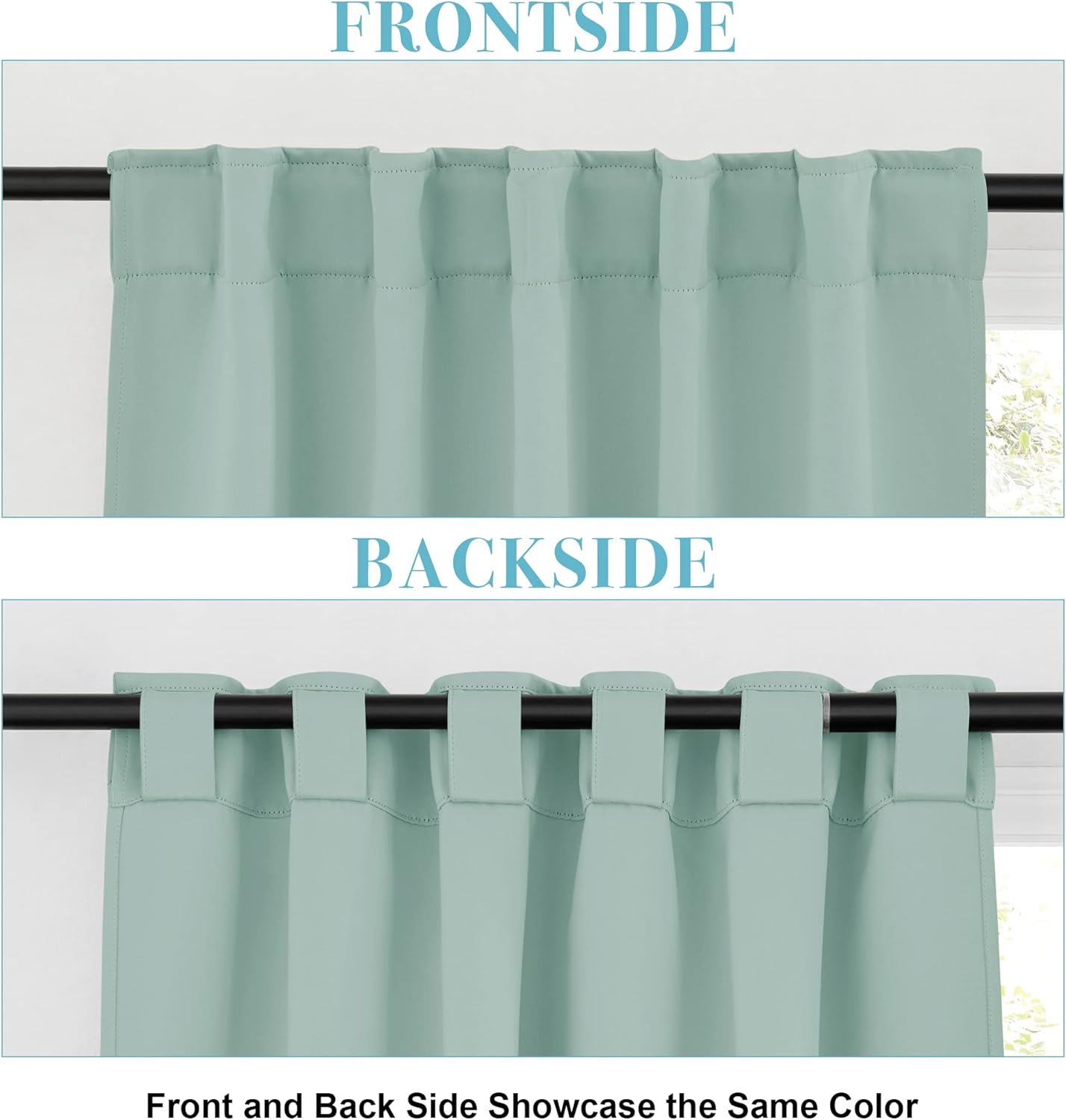 RYB HOME Small Window Curtains - Blackout Insualting Privacy Curtains for Kids Bedroom Kitchen Bathroom Basement Cafe Cabinet Tiers Drapes, 34 Width x 30 Length, 2 Panels, Aqua