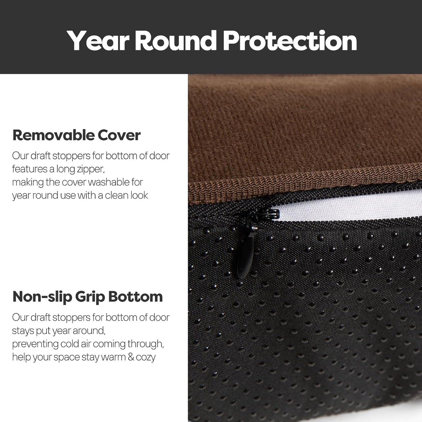 Weighted Door Draft Stopper for Front Door, Easy to Use Heavy 38 Inch Door Bottom Winter Cold Air Draft Blocker, for Exterior, Apartment, Back Door, Fits Door Gap Up to 3”, 2.2lb