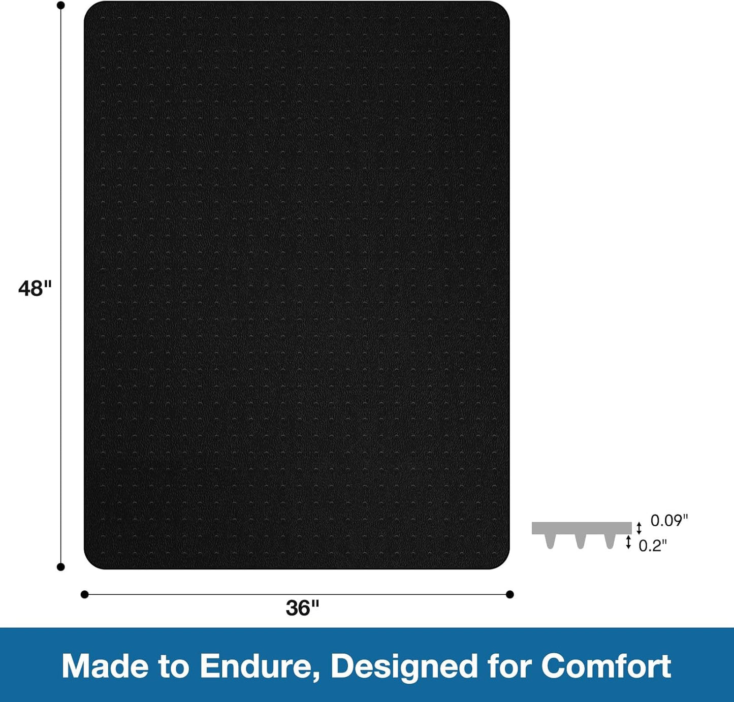 Chair Mat for Carpet, 36" x 48" Desk Chair Mat for Carpeted Floors, Non-Slip Office Vinyl Mat for Carpet with Studded, Easy Glide Heavy Duty Floor Protector Mat for Home Office, Black