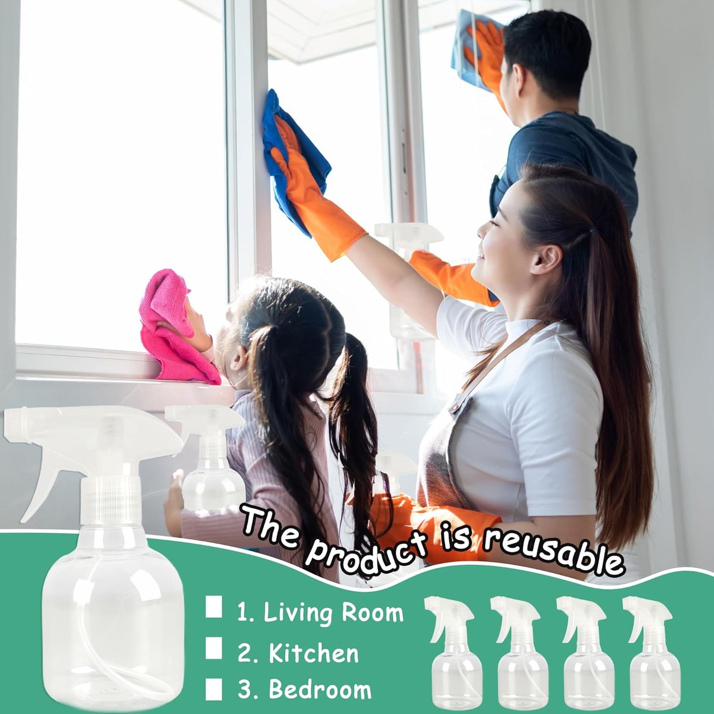 25 Pcs Plastic Spray Bottles 8 oz Empty Clear Refillable Spray Bottles with Adjustable Trigger Sprayers from Fine to Stream for Cleaning Solutions Reusable for Plants Oils Hair
