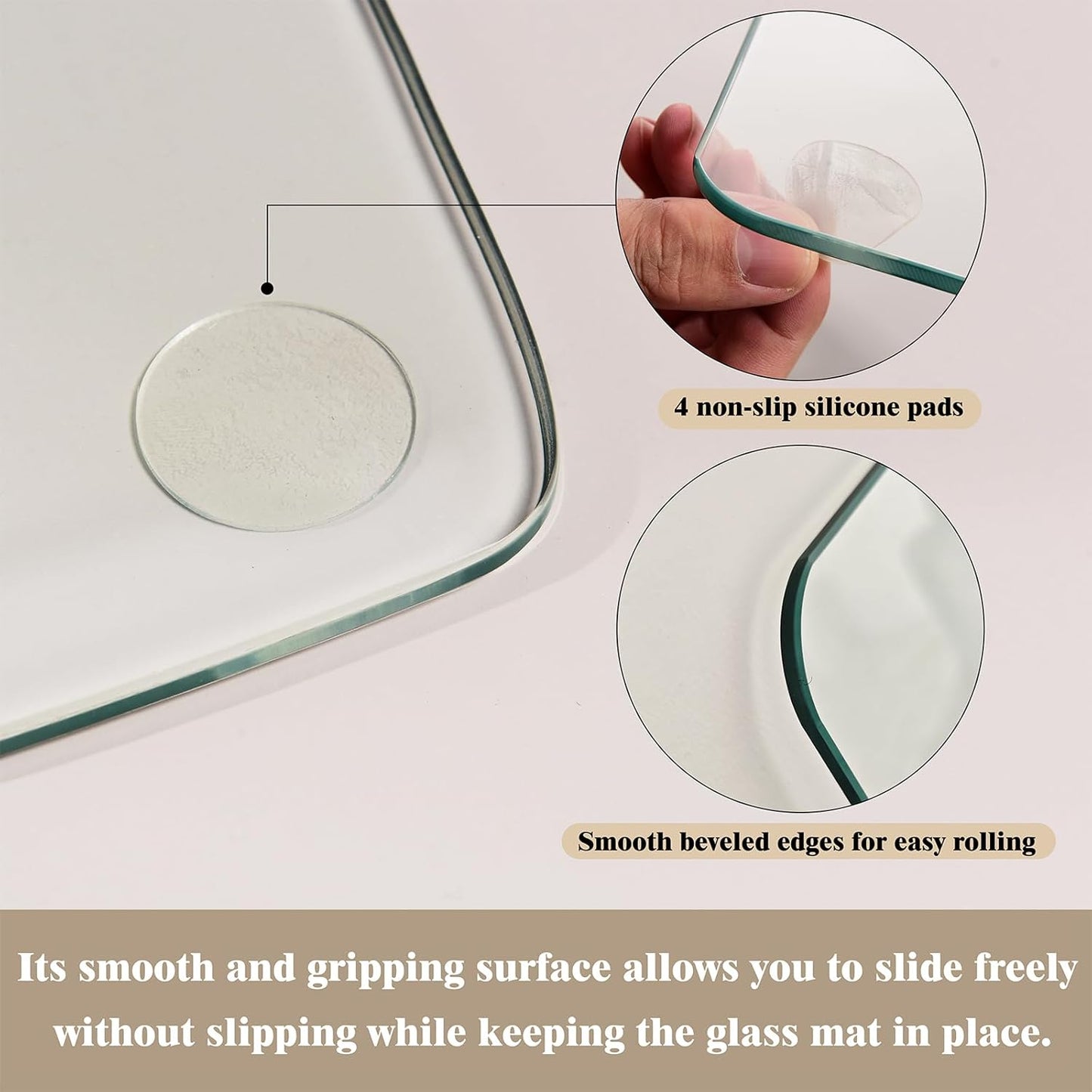 Koonmi Tempered Glass Chair Mat for Hardwood Floors & Carpets, 48" x 72“ Transparent Heavy Duty Office Floor Protector with Noise-Free Gliding Shatterproof for Home Office Desk