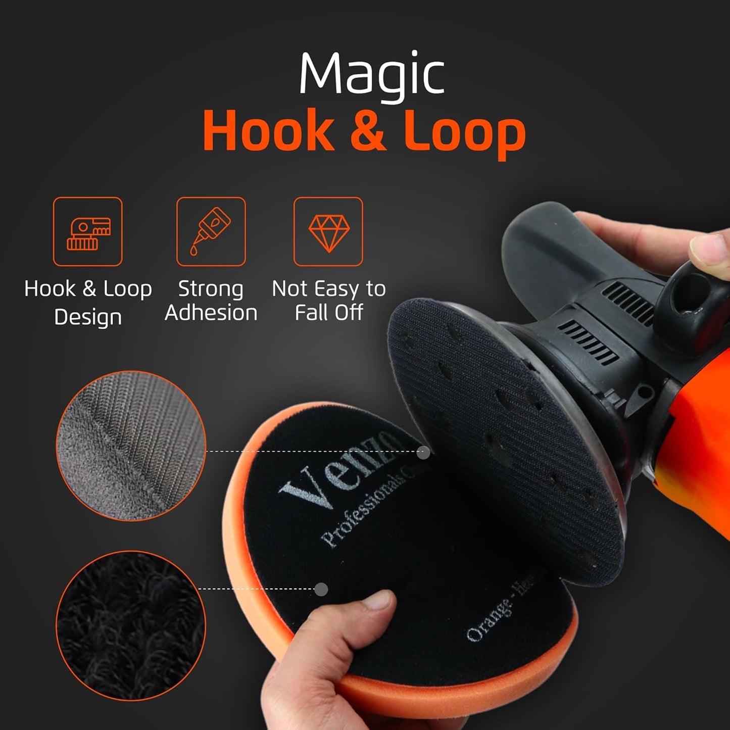 Venzo 6 Inch Buffing Polishing Pads, 5 Pcs 6.5" inch Front Side for 150mm Backing Plate, Buffing Polishing Kit, Cutting, Polishing & Waxing Pads for Car Buffer & Polisher