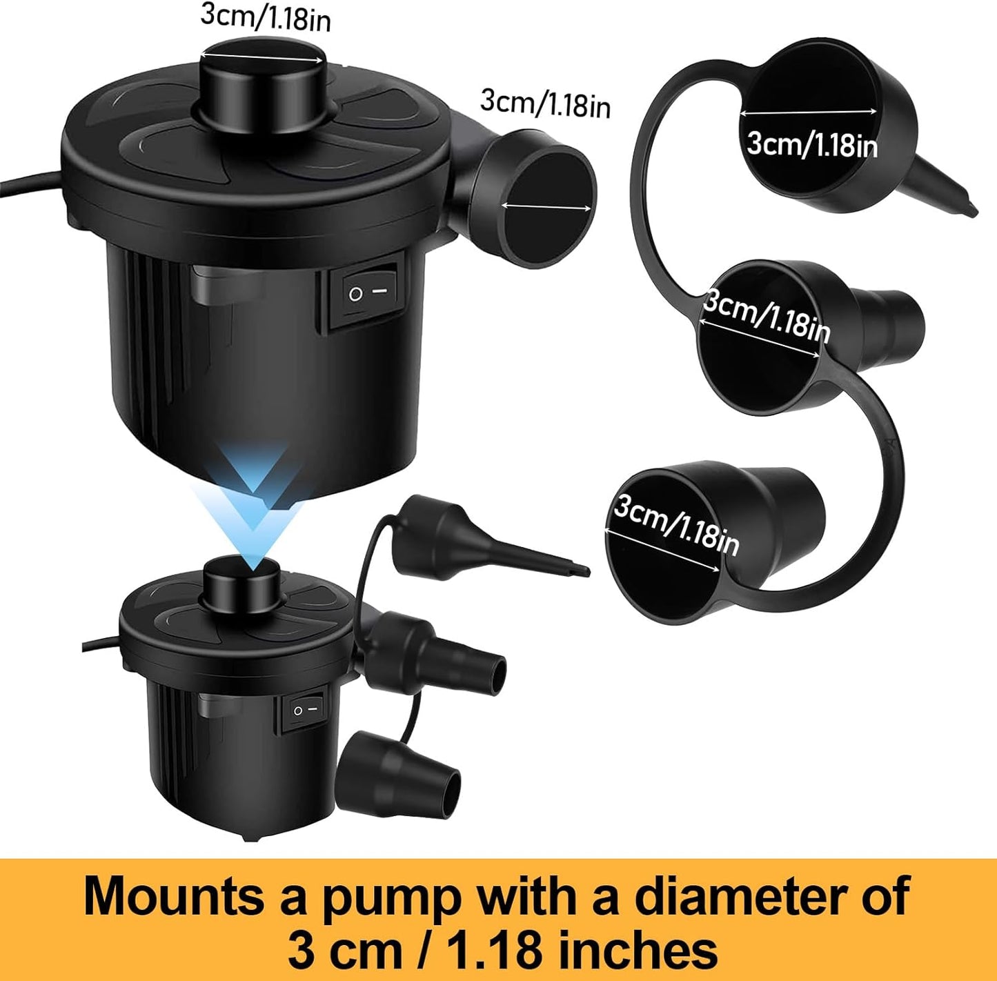 3 Sets Air Pump Nozzles Replacement Plastic Pump Nozzles 3 Sizes Inflatable Pumps Head Nozzl Air Pumps Attachments Inflator Adaptor Accessory for Airs Mattress Pool Floats