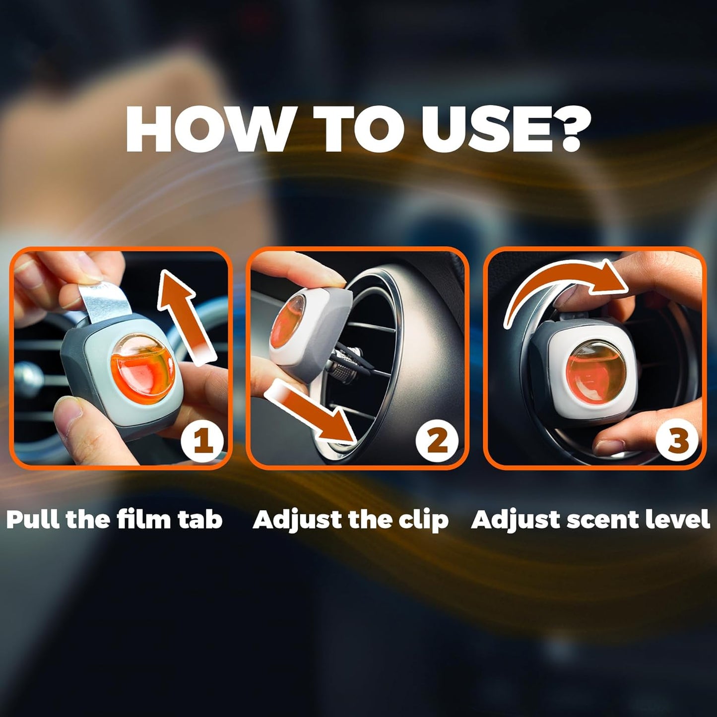 Air Jungles Eleu Pomelo Scent Car Air Freshener Clip, 6 Vent Clips, 4 ml Each, Long Lasting Air Freshener, Up to 180 Days Car Refresher Odor Eliminator