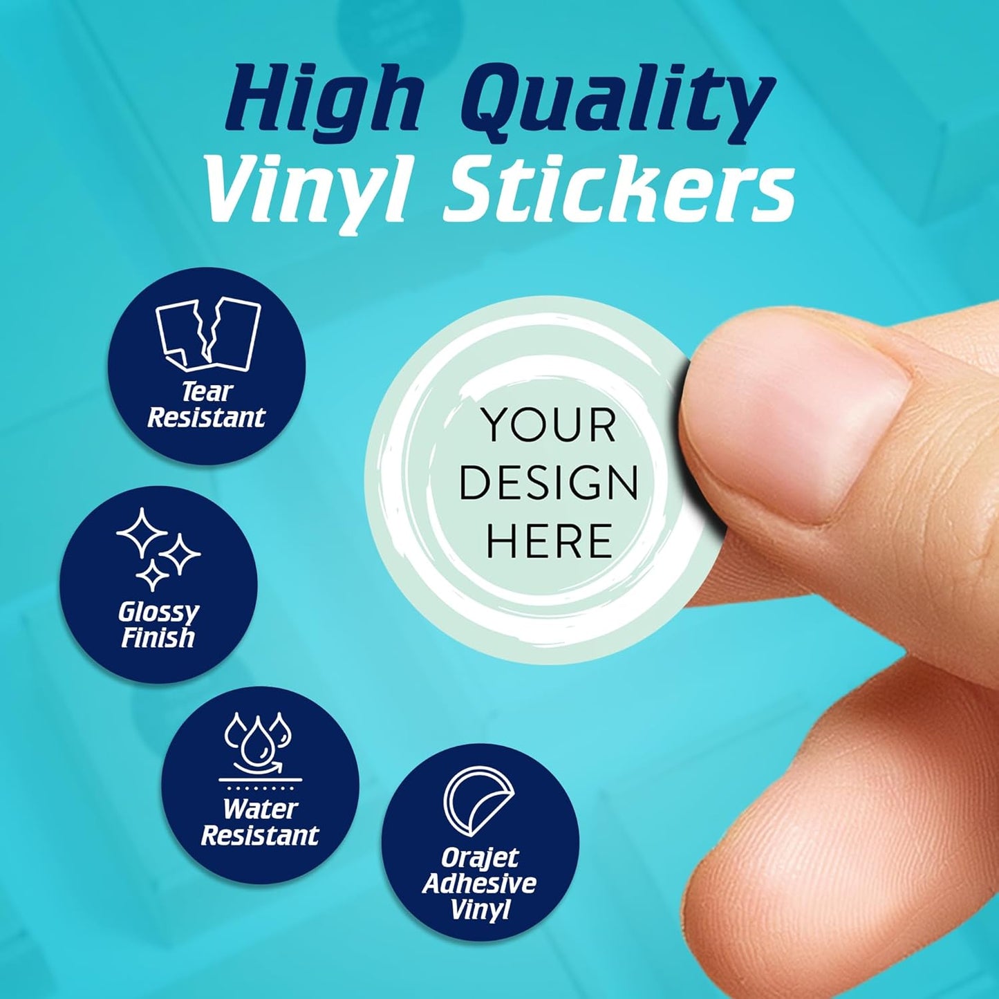 100 Custom Vinyl Stickers - Upload Your own Image, Text, Design, Logo - Personalized Logo Labels for Handmade, Packaging, Bottle, Jars, Candle, Brand Stickers (Mint, 1x1)