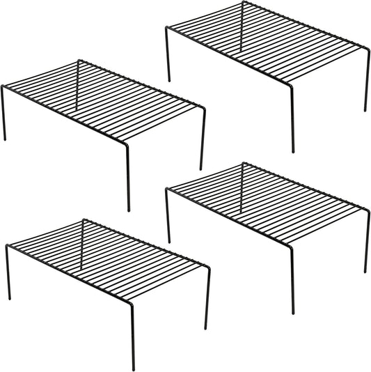 iPEGTOP 4-Pack 15.7 x 9.4 Inch Rustproof Metal Wire Kitchen Storage Shelves – Organizer for Freezer, Fridge, Pantry & Countertop – Spice, Utensils Rack – Black