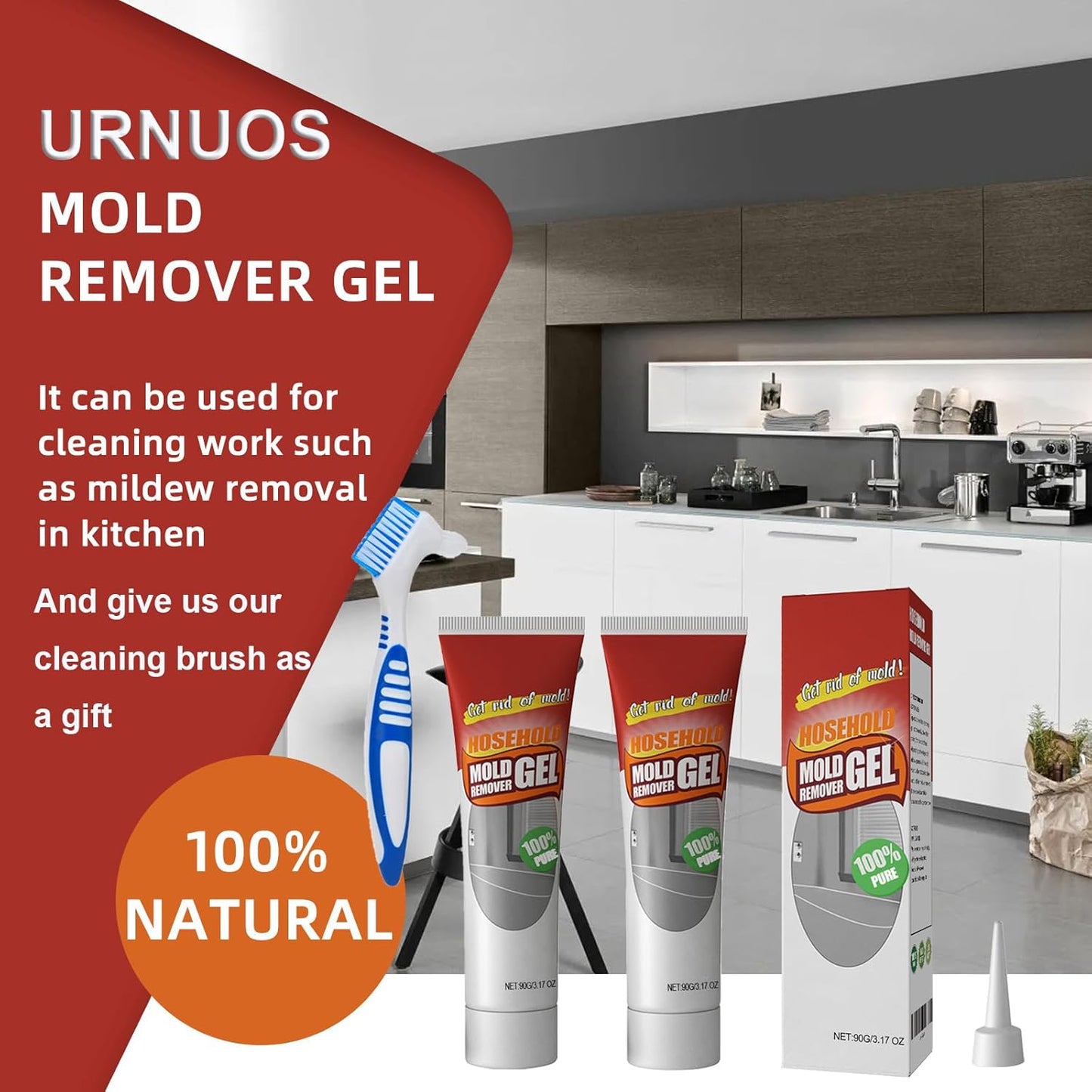 2Pcs Remover Gel,Powerful Household Cleaning Gel, efficient penetration, suitable for bathroom and kitchen tile gap, wall cleaning, safe formula will not damage the surface