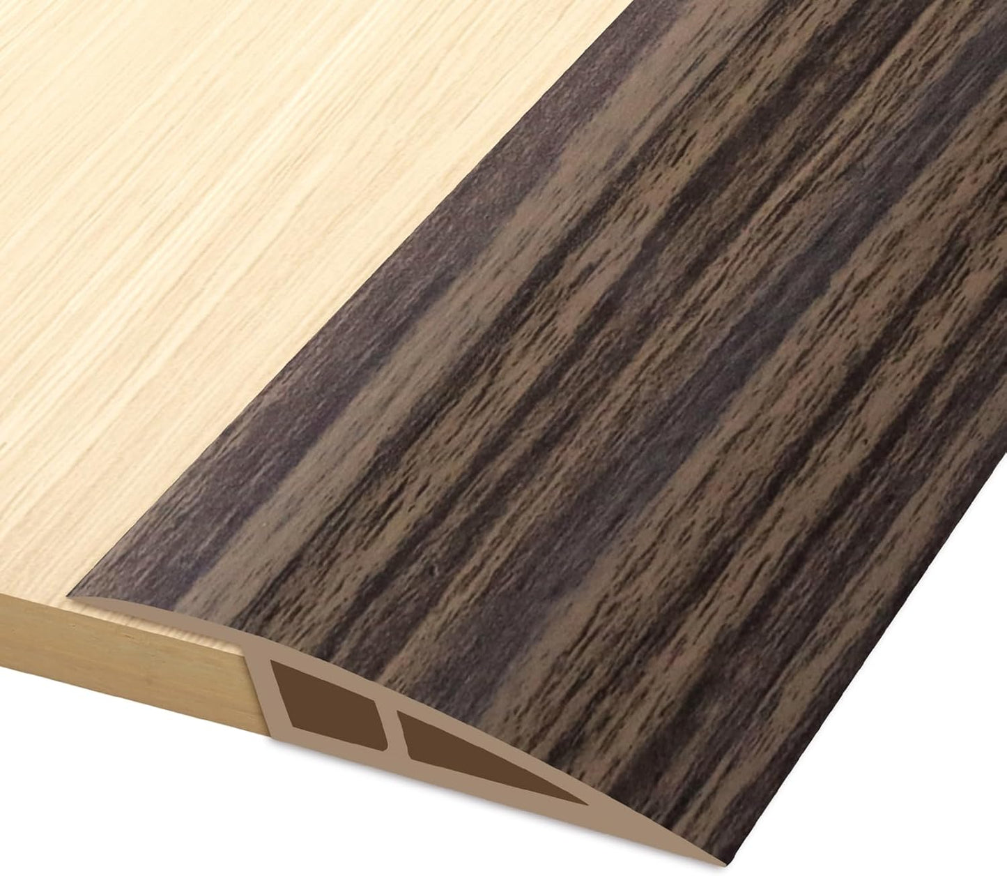 Vinyl Door Threshold Flooring Transition Strip Self Adhesive Carpet Edging Strip for Laminate Doorway Edge Threshold from 3/5" to 4/5" (Grayish Brown Wood Grain, 10 Ft)