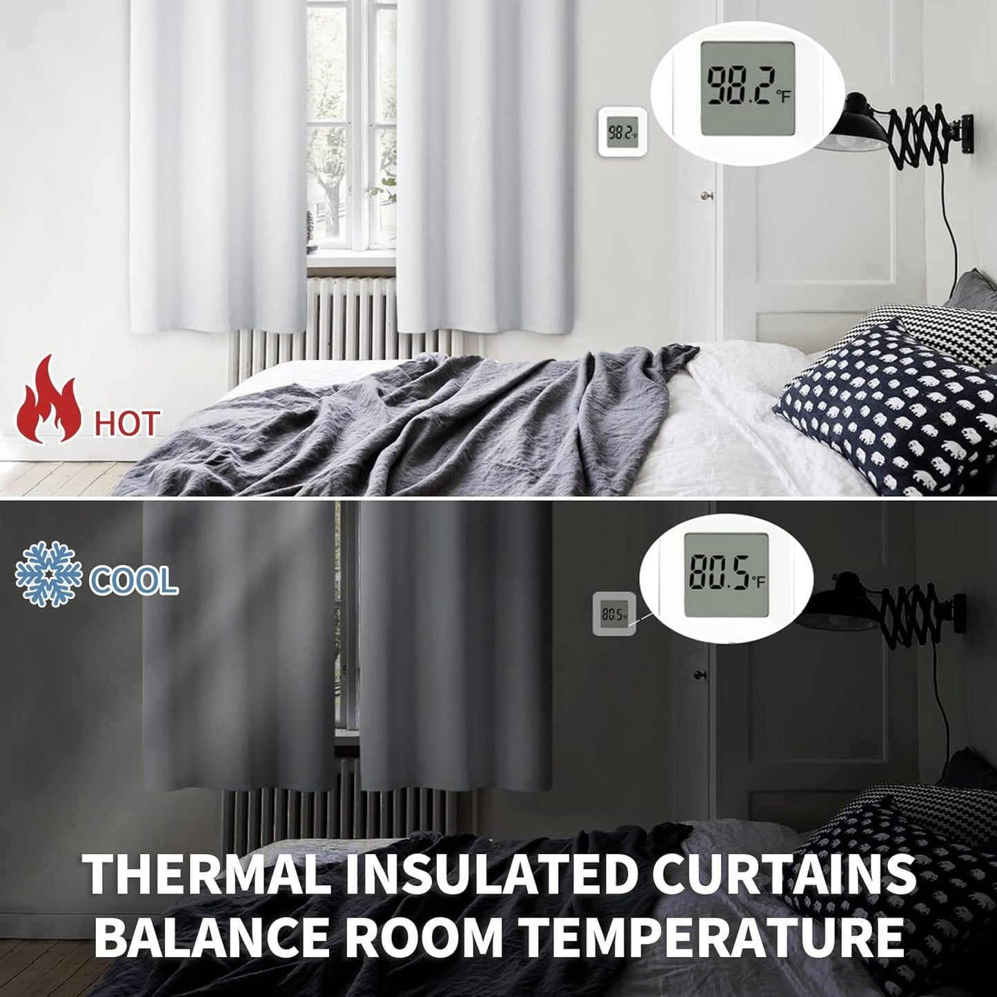 BGment Short Curtains 36 Inches Length for Kitchen Bathroom Window - Rod Pocket 34 Inch Width Thermal Insulated Drapes for Basement Cafe Camper Bedroom, Greyish White, 2 Panels, 34 x 36 Inch