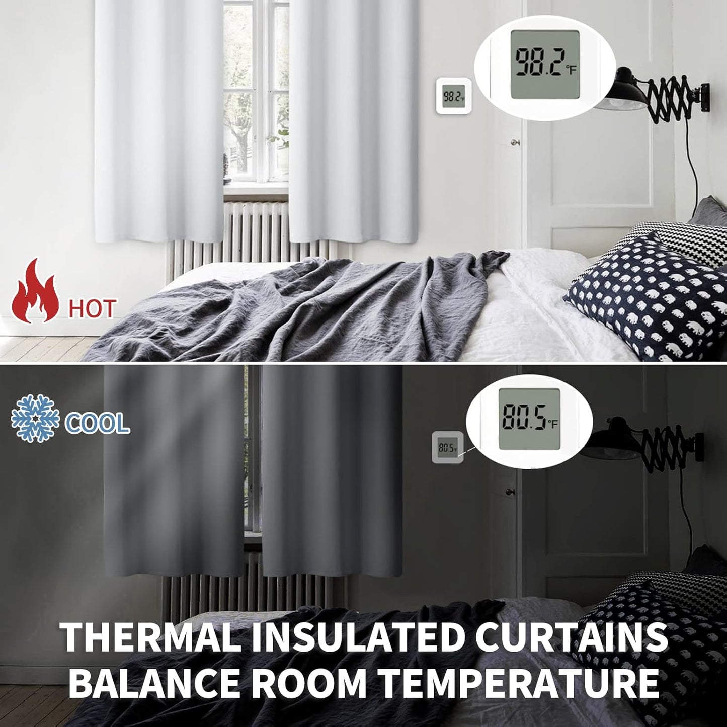 BGment Short Curtains 30 Inches Length for Kitchen Cafe Bathroom - Rod Pocket 42 Inch Wide Room Darkening Drapes for Basement Camper Small Window, Greyish White, 2 Panels, 42 x 30 Inch