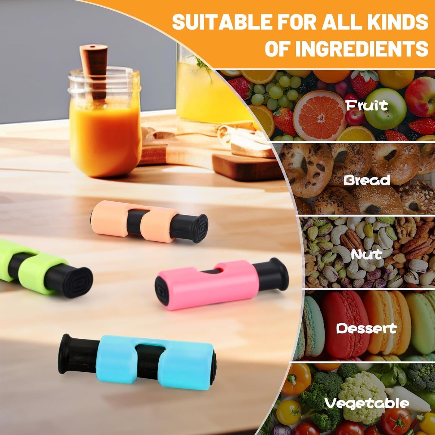 AmoreAngel Crafts 8 Pack Bread Bag Clips, Squeeze Lock Food Bag Clips, Plastic Sealing Clip for Bread, Snacks, Chips, 4 Colors, Easy Grip, Airtight Seal