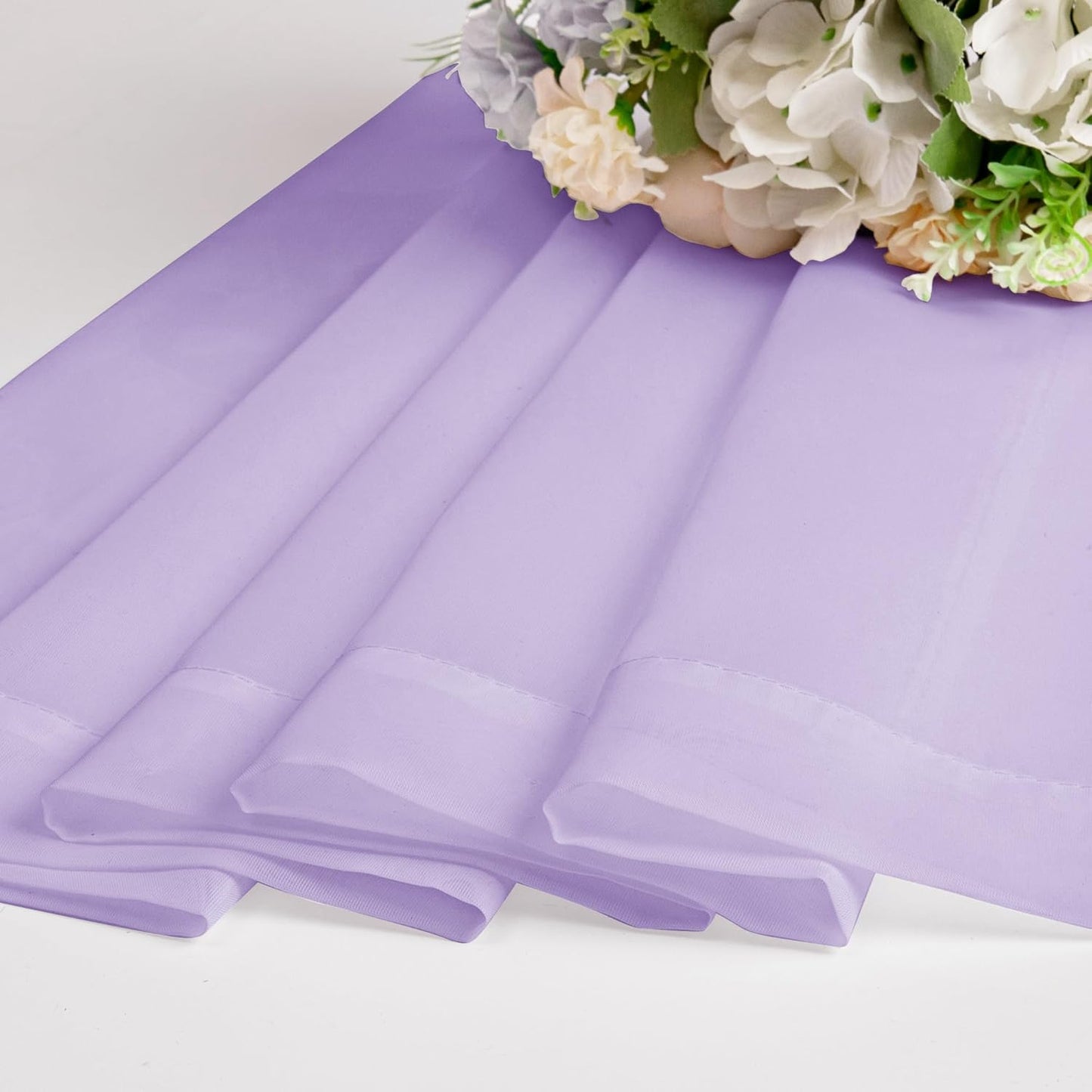 Chyhomenyc Lilac Sheer Curtains 54 Inch Long 2 Panels, Light Filtering Rod Pocket Voile Short Curtains Drapes for Living Room Bedroom Small Windows, 42Wx45L Inches