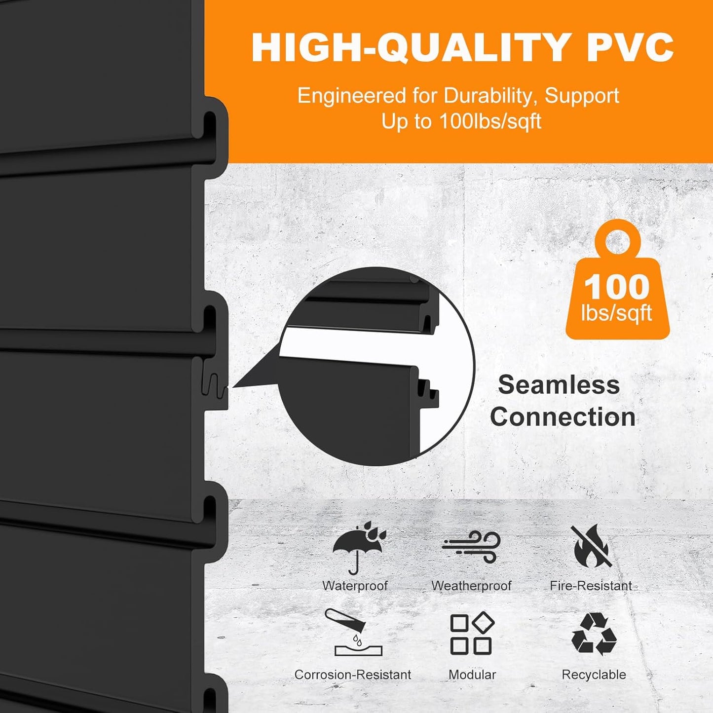 DoCred Slatwall Paneling Organizer, 4x2 FT PVC Garage Slat Wall Storage Systems, Heavy Duty Mounted Slat Peg Board for Tool Organization Ladder Bike Includes 27 PCS Hooks Accessories Kit (Black)