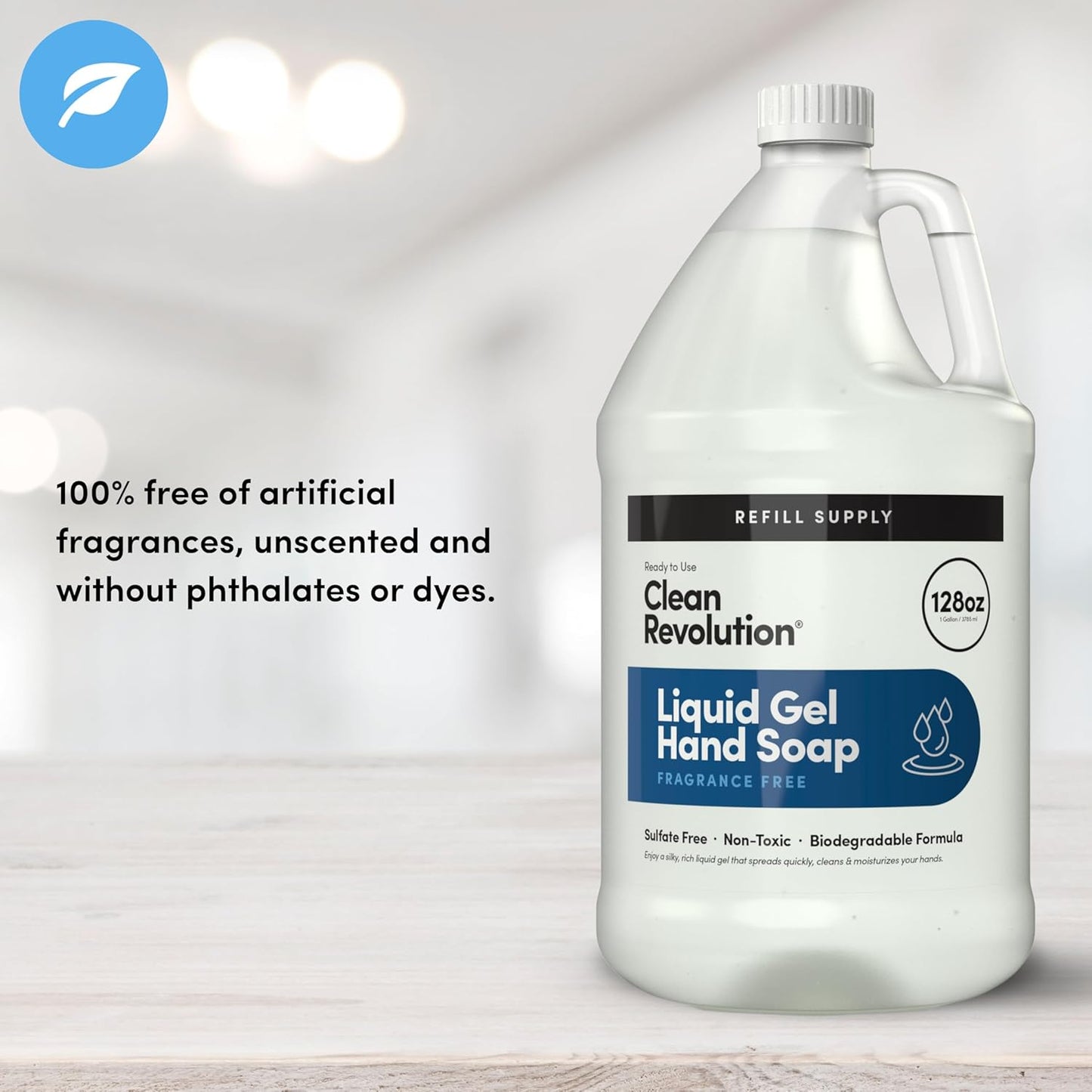 Clean Revolution Liquid Gel Hand Soap, Silky Rich Liquid, Quick Lather, Fast Rinsing, Contains Real Essential Oils (Spring Air) 128 Fl Oz