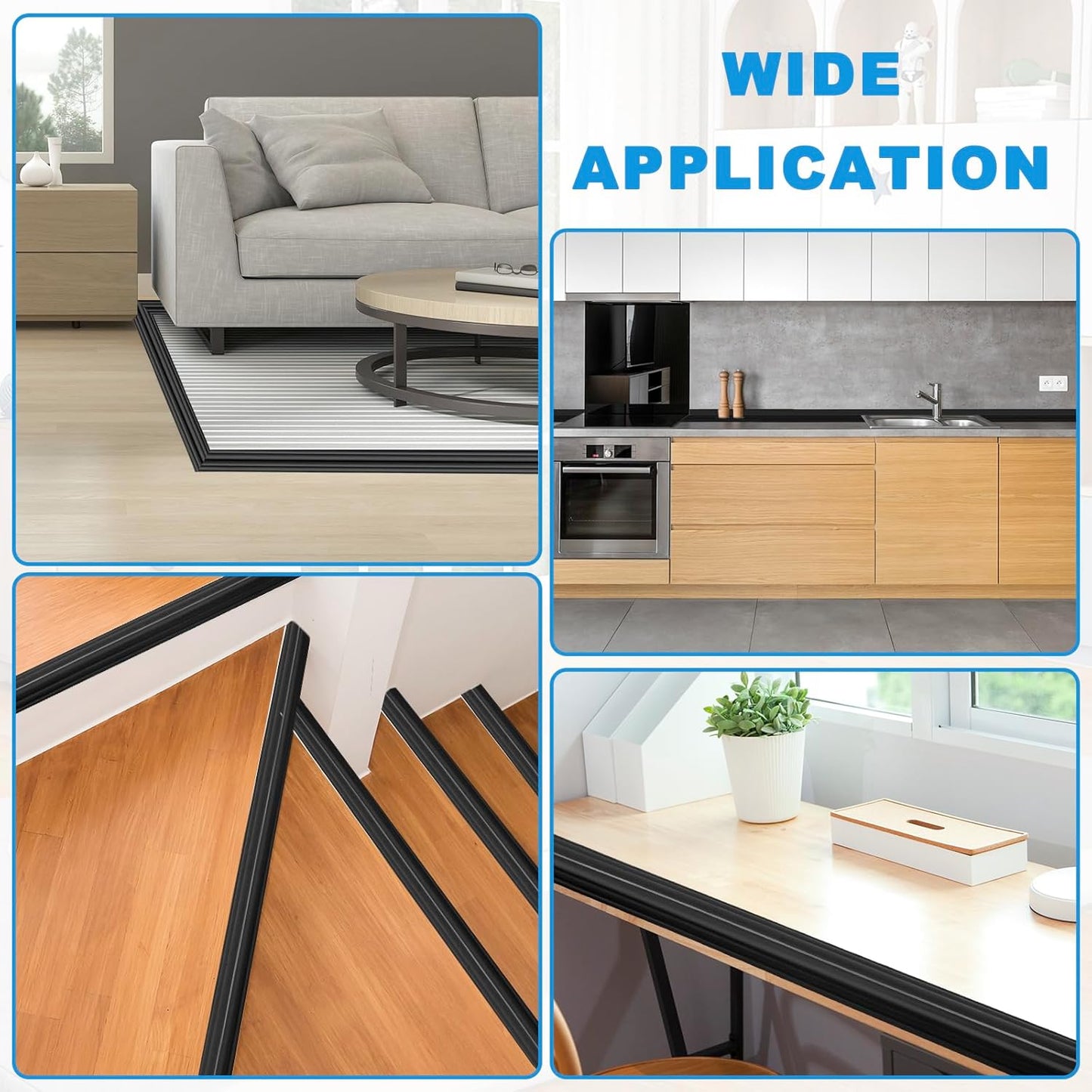 Wall Corner Protector Peel and Stick Corner Trim Molding Flexible Inside & Outside Wall Edge Guard Self Adhesive Moulding Trim for Edge Use, Black, 0.8” W x 10’ L