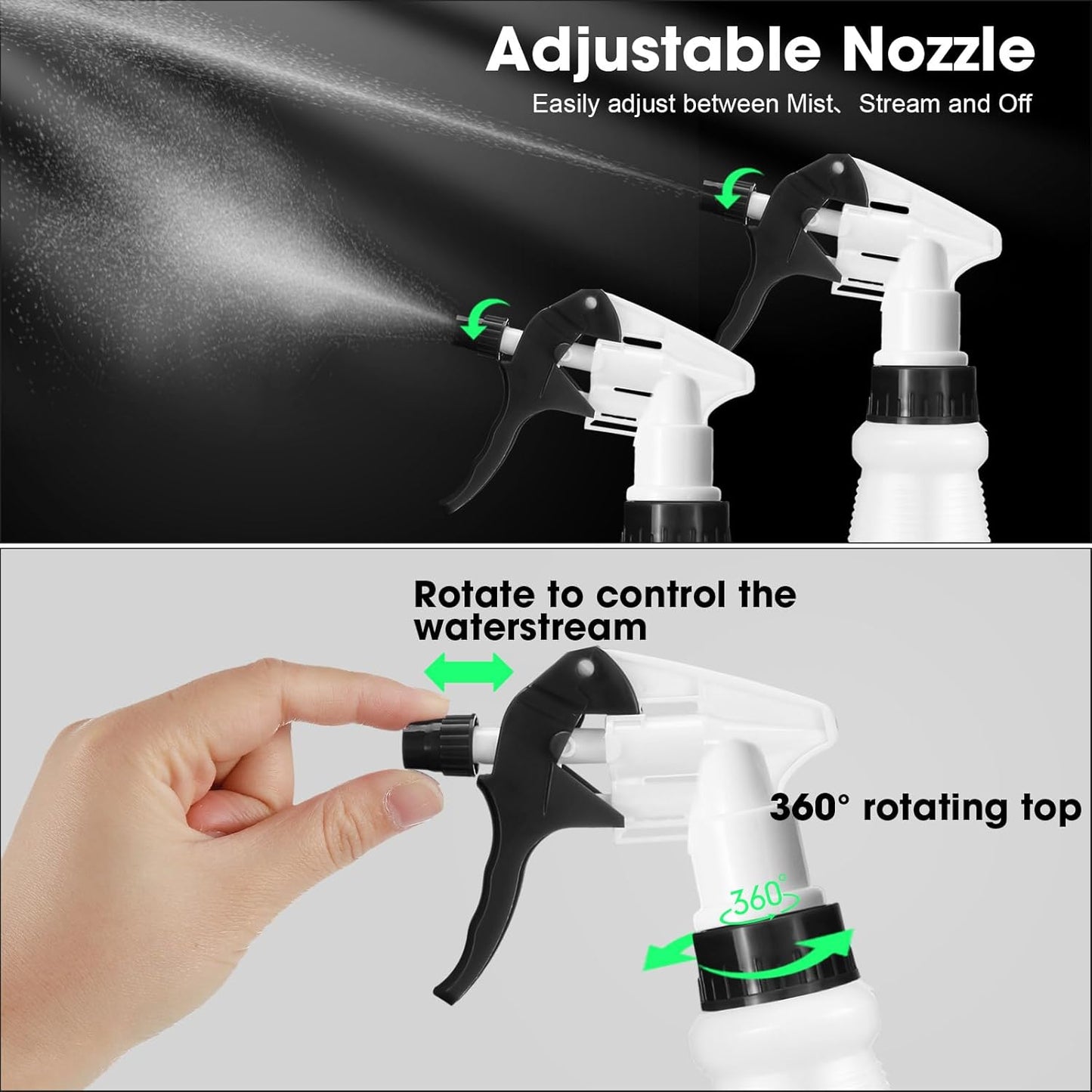 Eccliy 12 Pcs 16 Oz Plastic Spray Bottle, Adjustable Empty Reusable Sprayer for Cleaning, Planting, Water, Bathroom and Kitchen, BBQ, Commercial and Residential(Black, White,Original)