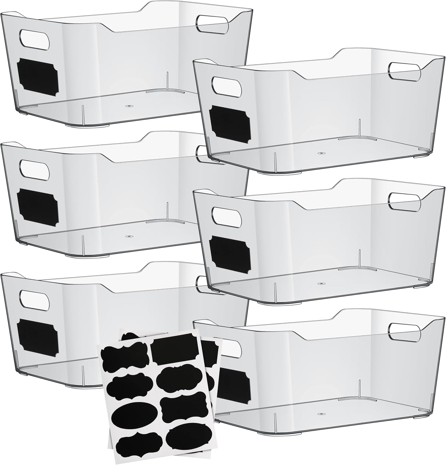 Plastic Clear Storage Bins with Labels, Home Freezer Refrigerator Pantry Organizers and Storage Containers Fridge Organizer Bins Kitchen Organization Cabinet Medicine Bin for organizing