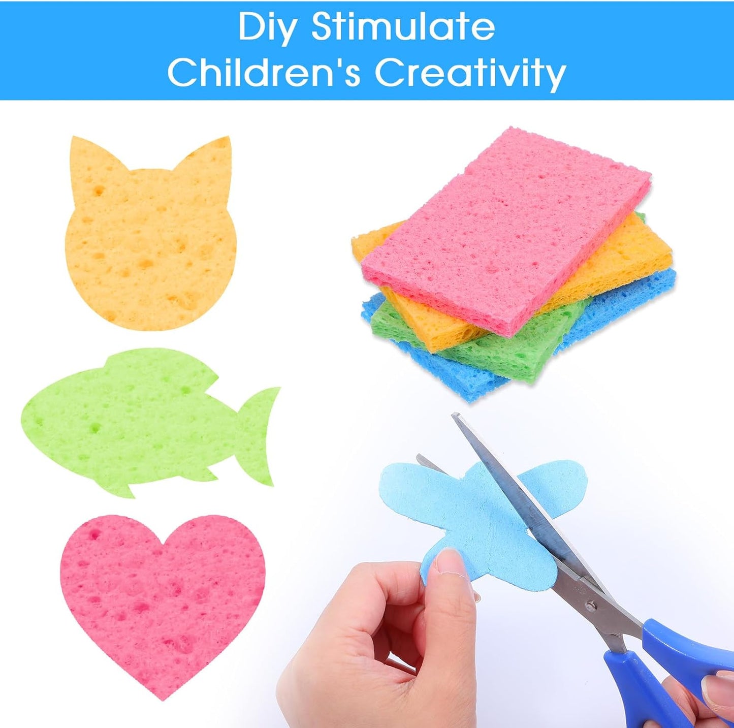 100pcs Kitchen Sponges Bulk Natural Sponges for Dishes Reusable Dish Sponge Scrub Compressed Wood Pulp Sponge Non-Scratch Cleaning Spongefor Kids DIY Kitchen Bathroom Household