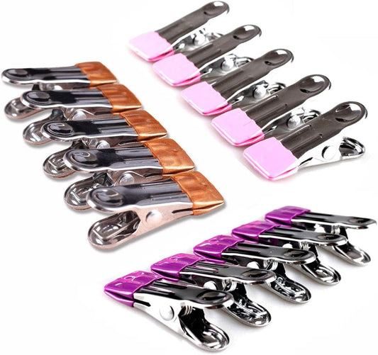 Stainless Steel Clothes Pins: 30 Packs Metal Beach Towel Clips, Pool Cover Clips,Heavy Duty Close Pins ，Hanging Towel Clamp Cloth Clips，Beach Chair Towel Clip