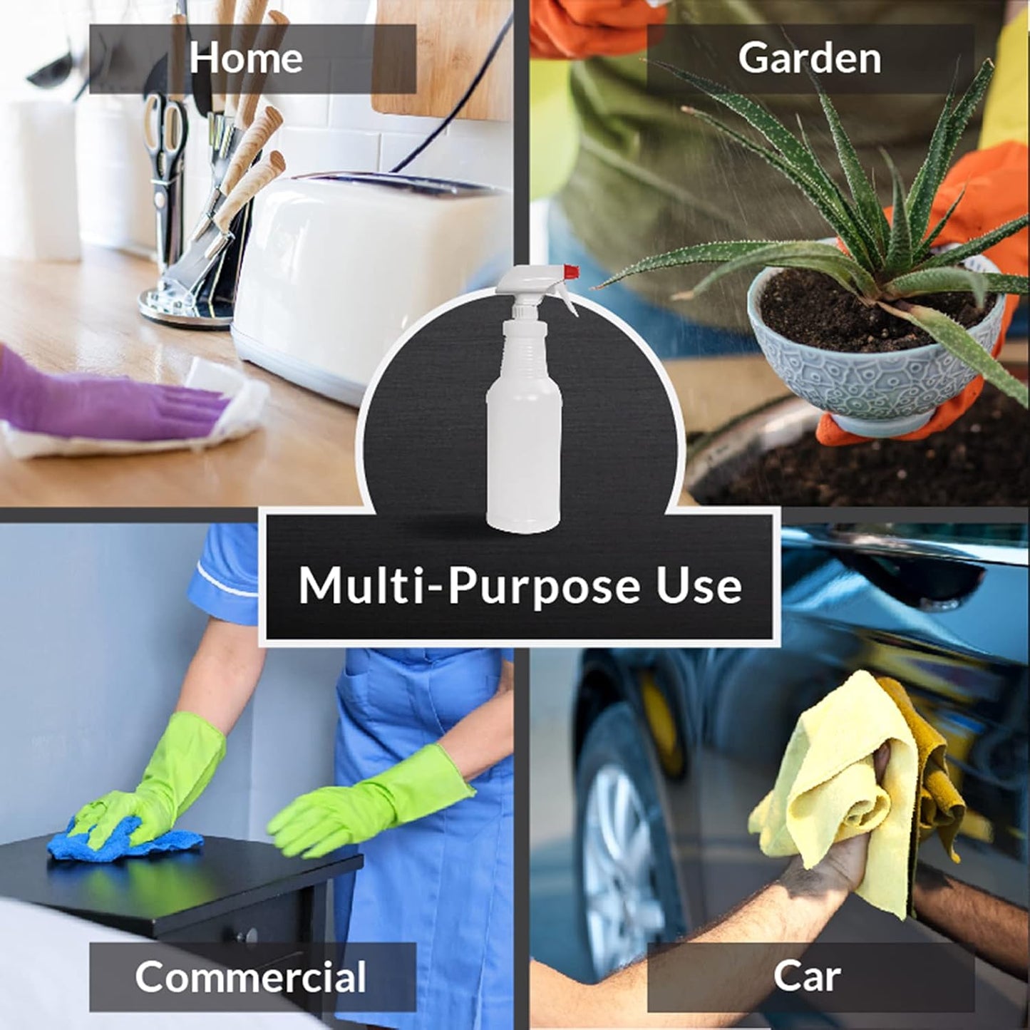 Pinnacle Mercantile Plastic Spray Bottles Leak Proof Technology Empty 32 oz Pack of 3 Made in USA