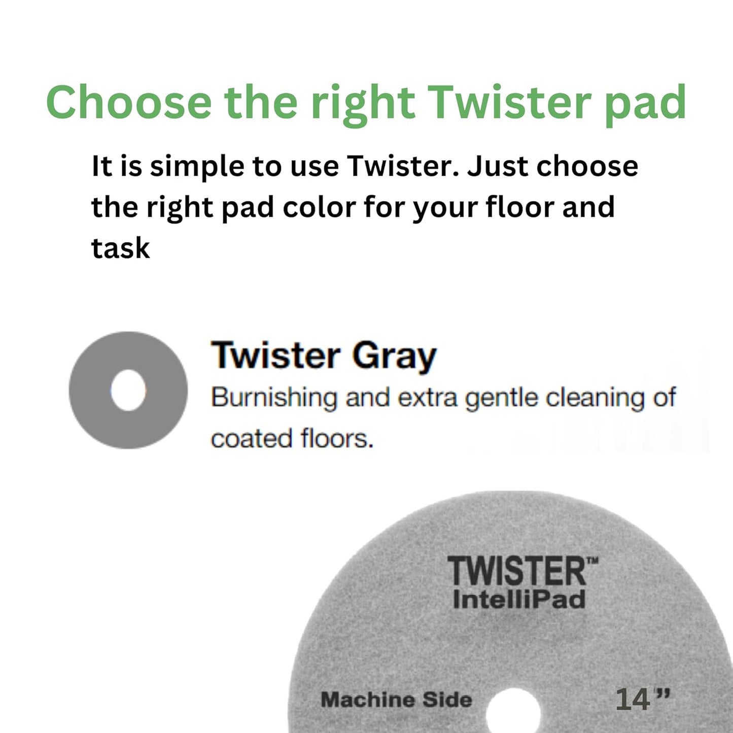Diversey DD1229107 TASKI Twister Intellipad Diamond Coated Floor Machine Cleaning Pad, Made in USA, Burnish to High Super Gloss Finish, Grey/Brown, 14-inch (Pack of 2)