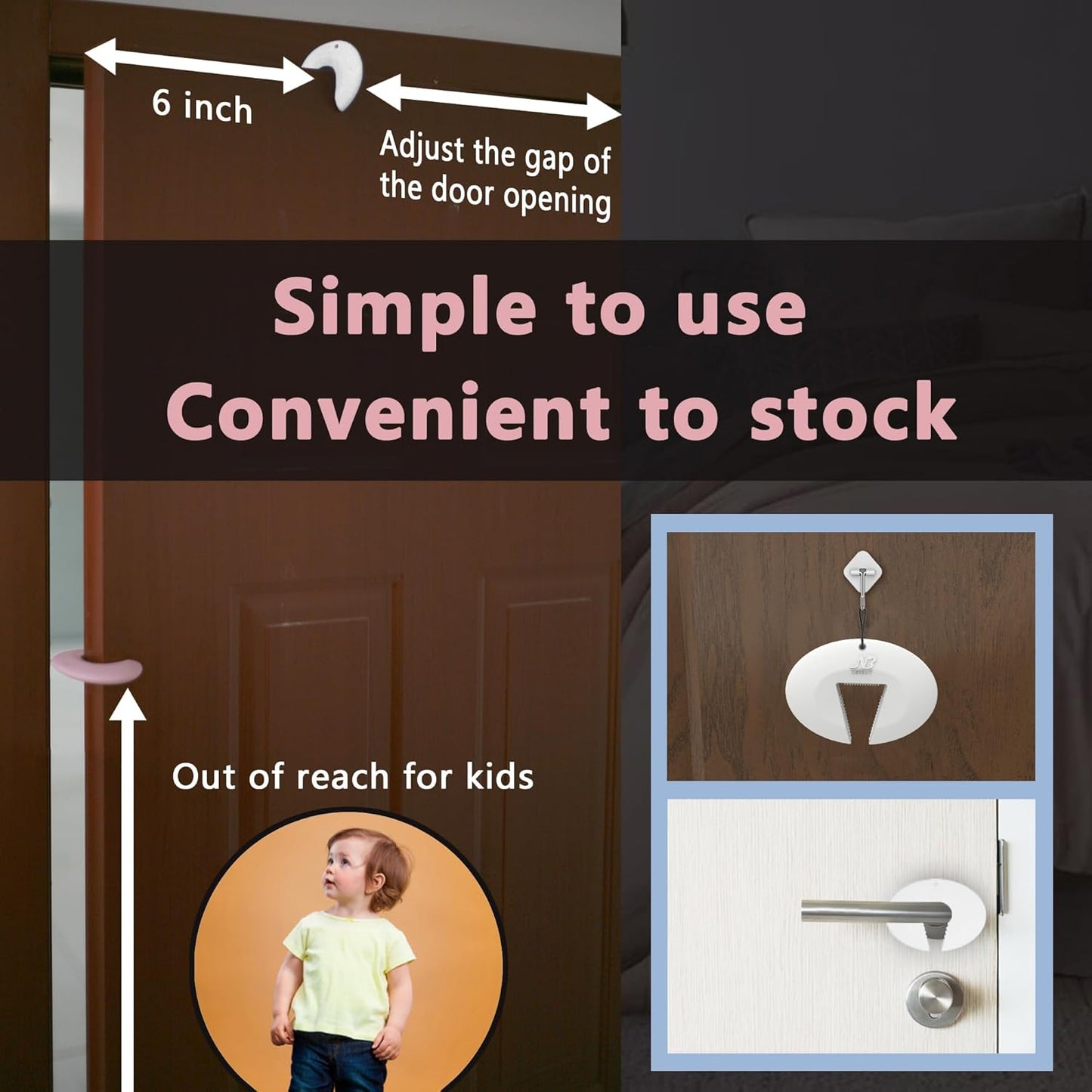 Door Pinch Guard and Door Slam Stopper, Durable Silicone Door Finger Pinch Guard, Prevents Finger Pinch Injuries, Slamming Doors, Door Safety for Kids, 4 Packs White Basic.