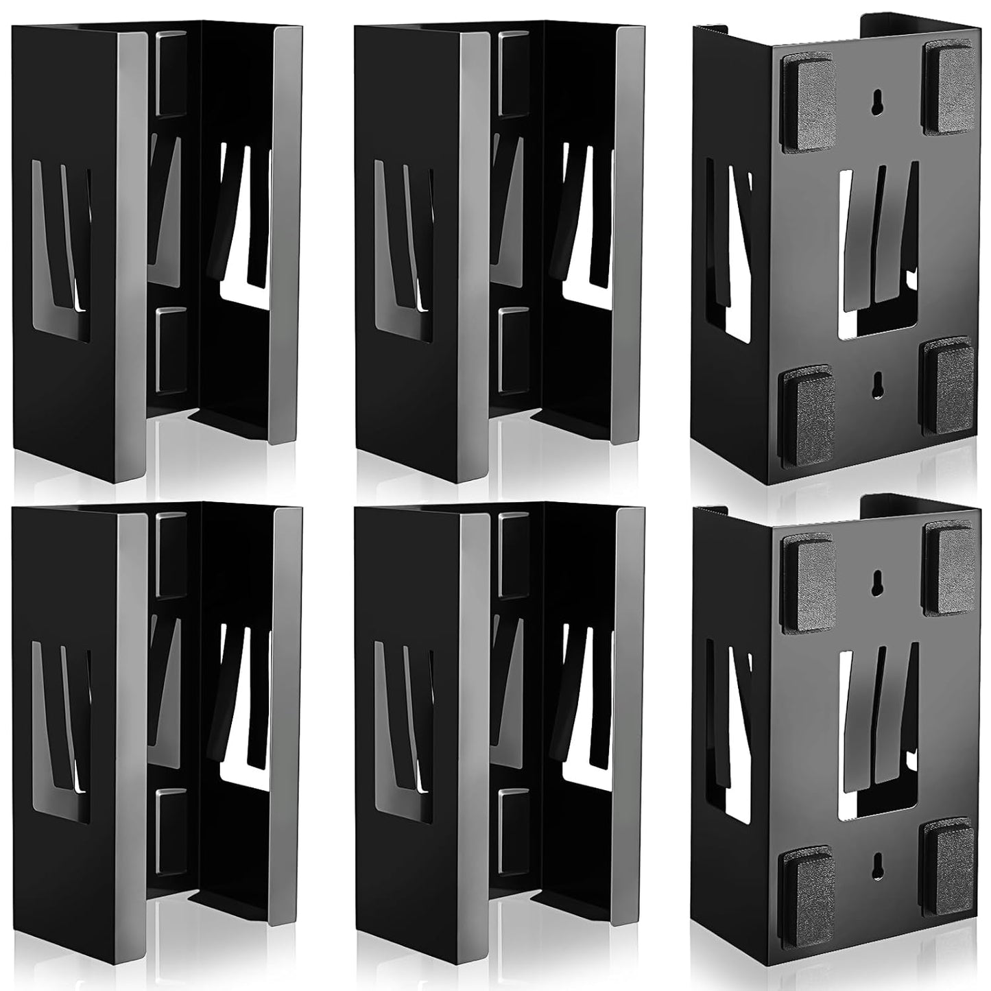 Lounsweer 6 Pcs Magnetic Glove Dispenser Holds Boxes of Towels Paper Tissue Glove Box Holder Wall Mount Kitchen Fridge Tool(Black)