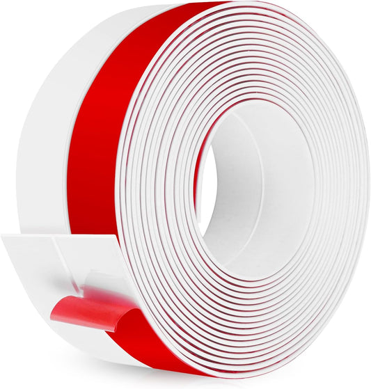 Weather Stripping Self Adhesive Door Draft Stopper Flexible Shower Door Bottom Seal Silicone Seal Strip for Sliding Glass Windows Side Gaps (White, 2 Inch Wide x 20 Feet Long)