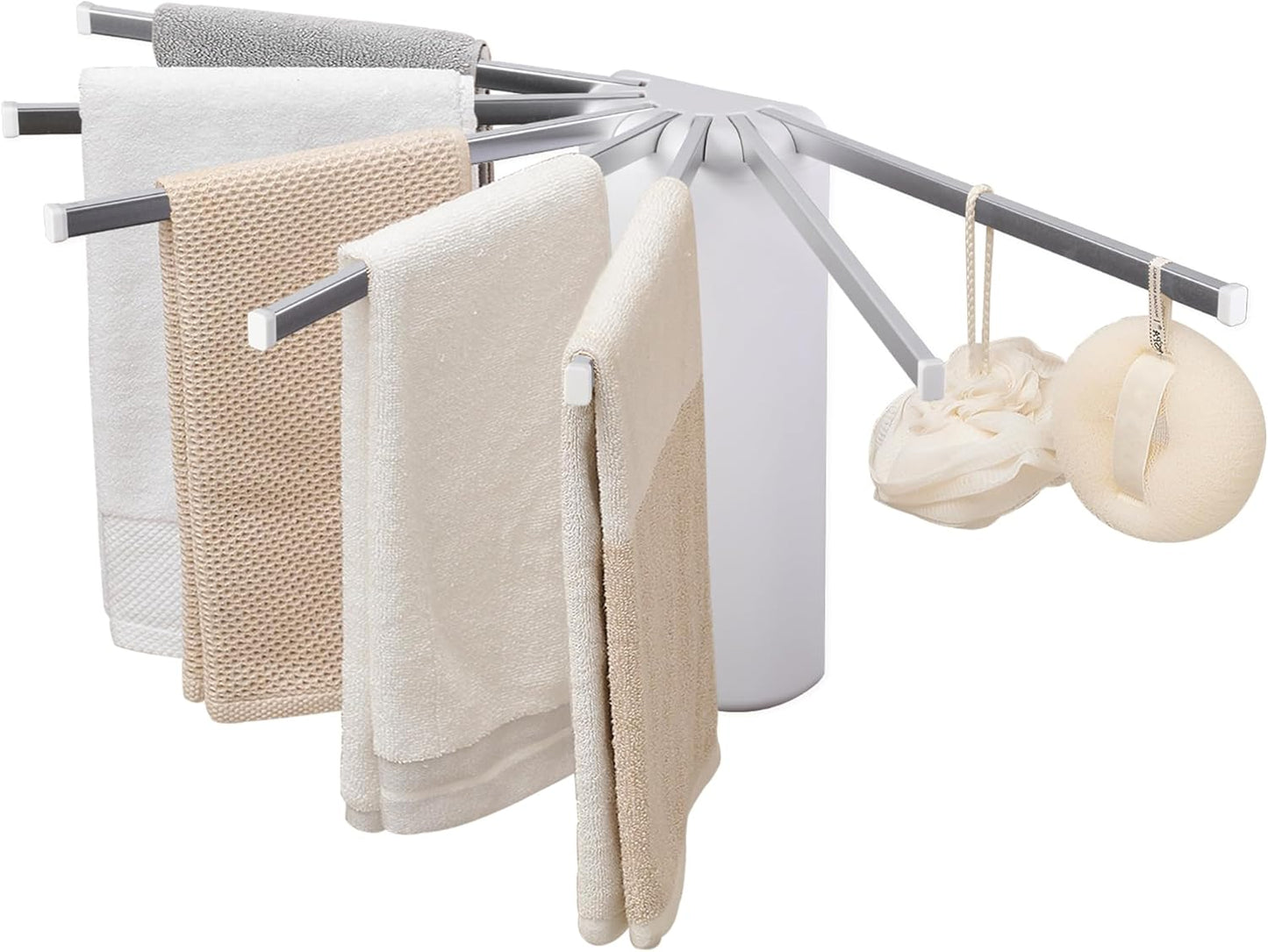 LEQ Wall Mounted Clothes Drying Rack, Garment Rack Foldable Space Saving Laundry Drying Rack with 7 Hanging Rods,Drying Rack Clothing for Laundry Balcony Bedroom Household Aluminium