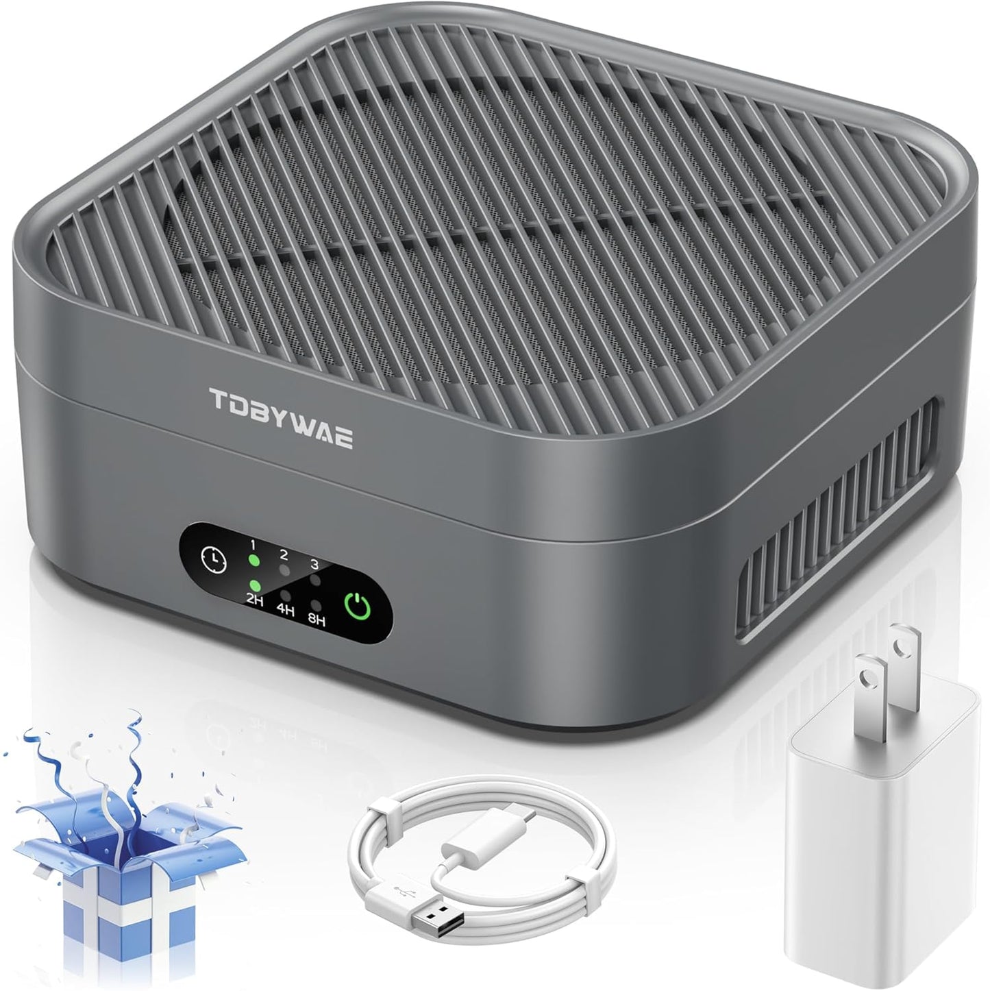 Air Purifiers for Home 600 Sq.Ft, TDBYWAE H13 True HEPA Air Purifier with USB Cable for Pets Dust Dander Pollen Odor Smoke, Small Portable Air Purifier for Bedroom Office Desktop Car RV (Grey)