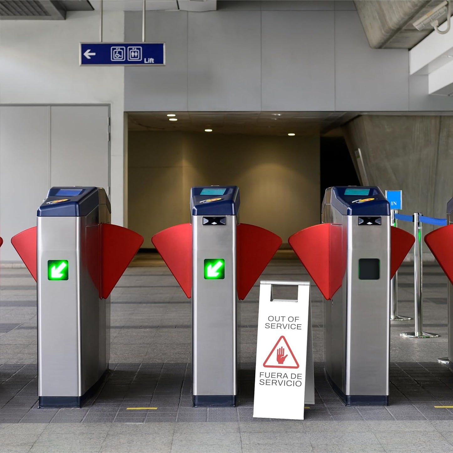 Stainless Steel Out of Service Sign Portable Foldable Sign 2-Pack (Silver)