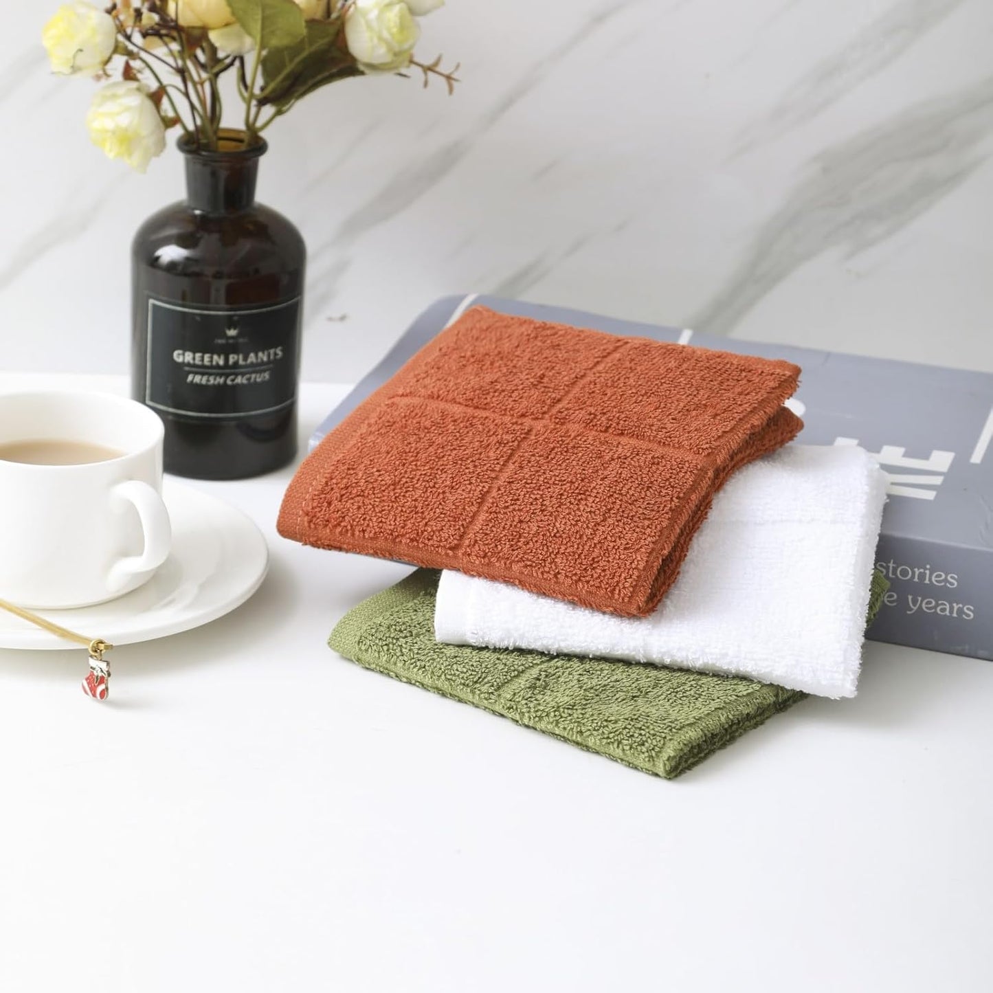 Glynniss Kitchen Dish Cloths Highly Absorbent Dish Rags 100% Cotton Wash Cloths for Washing Dishes (Rust, 24)