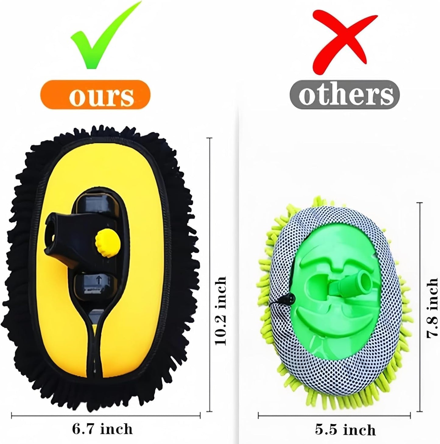 Car Wash Brush with Long Handle, Microfiber Towels Car Wash Kit Cleaning Supplies, Car Wash Mop Mitt with 2 Replacement Head , Extension Pole Car Brush Cleaning Kit for Cars Trucks