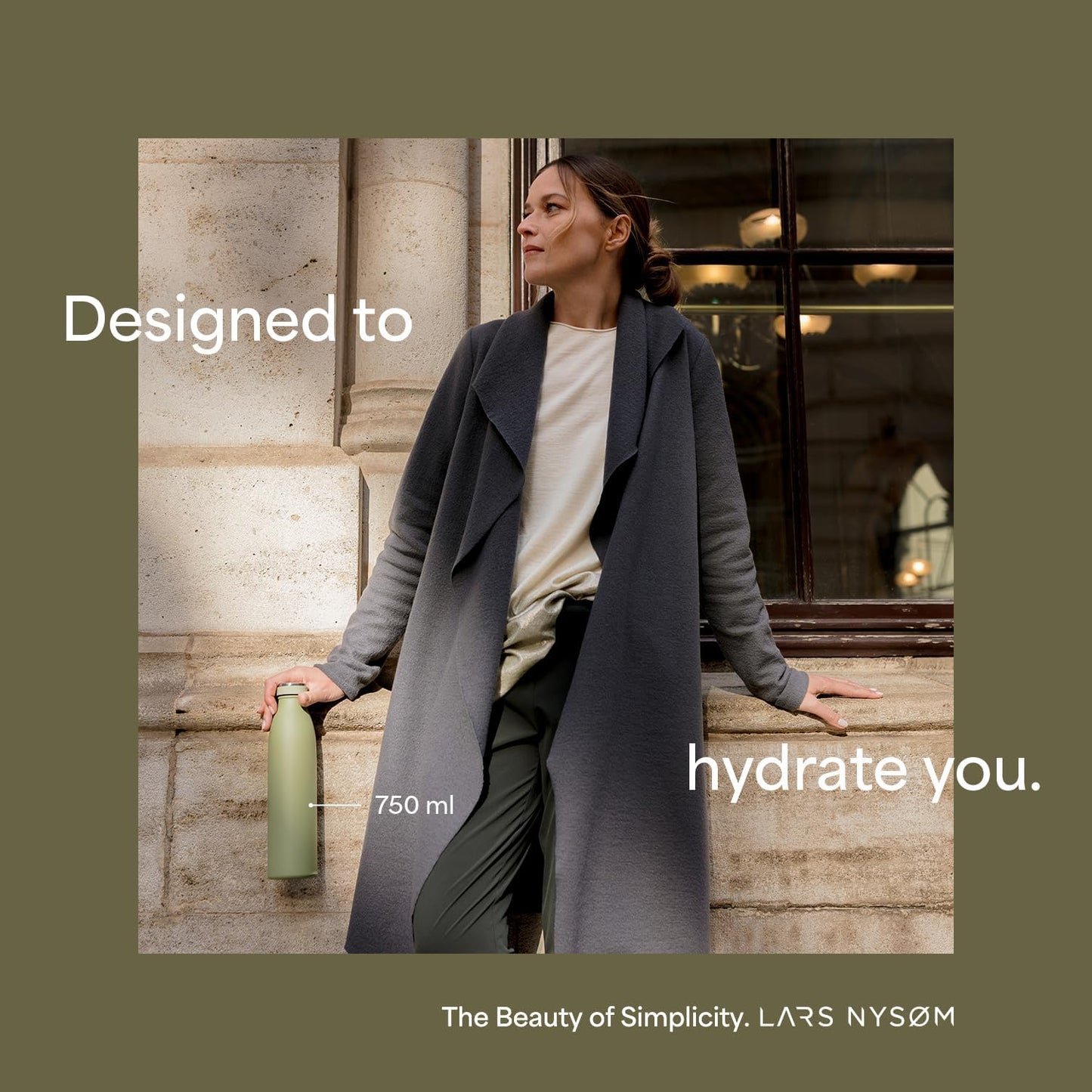 LARS NYSØM Stainless Steel Insulated Water Bottle 12oz 17oz 25oz 34oz 51oz | Insulated Thermo Flask for Hot and Cold Beverages | Leakproof Drinking Bottle (Mocha Brown, 33.9 oz)