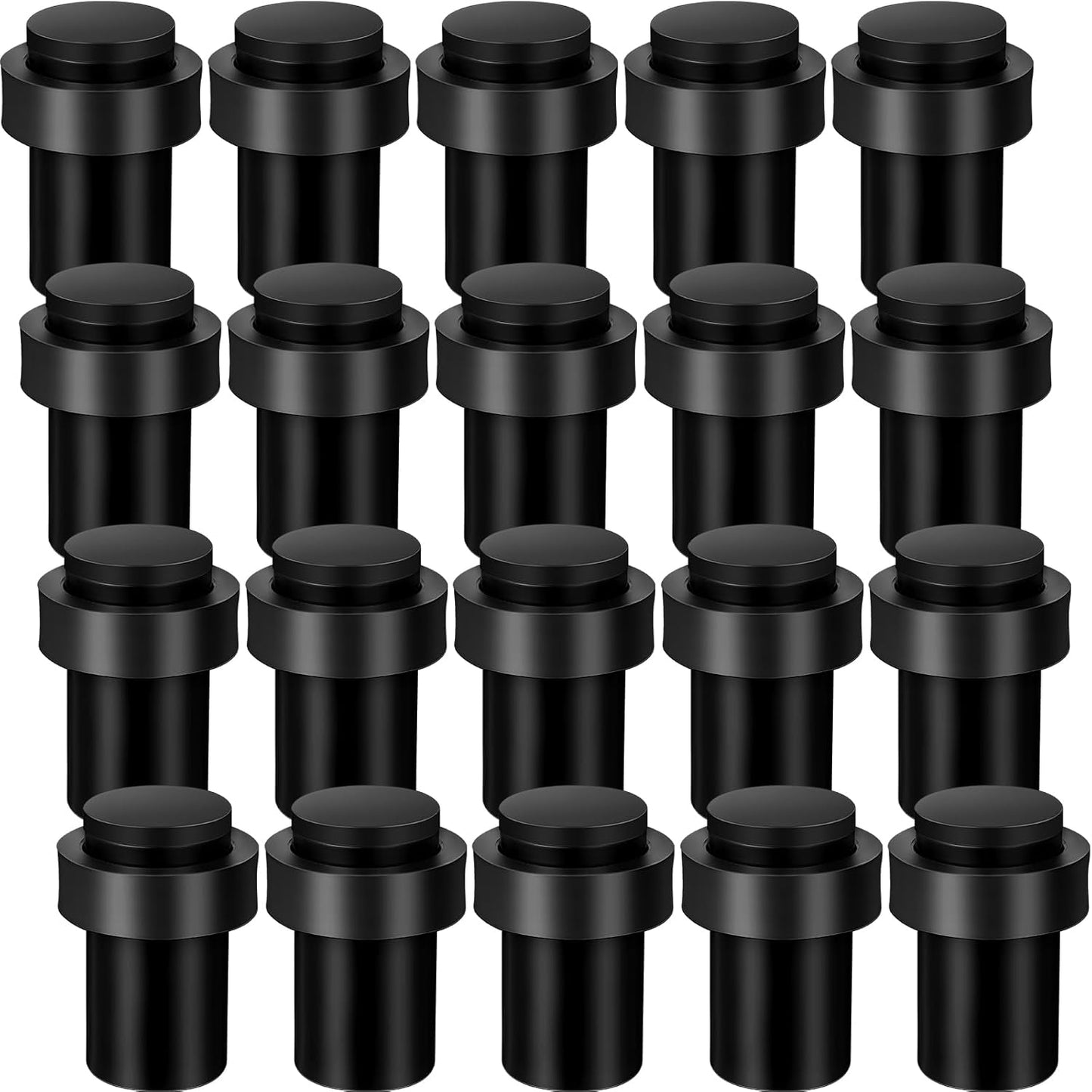 Chumia 30 Pcs Door Stopper Mounted Floor Stops Stainless Steel Cylindrical Stopper Modern Decorative Rubber Bumper Stops Holder Wall Protector for Bottom or Top of Door (Black)