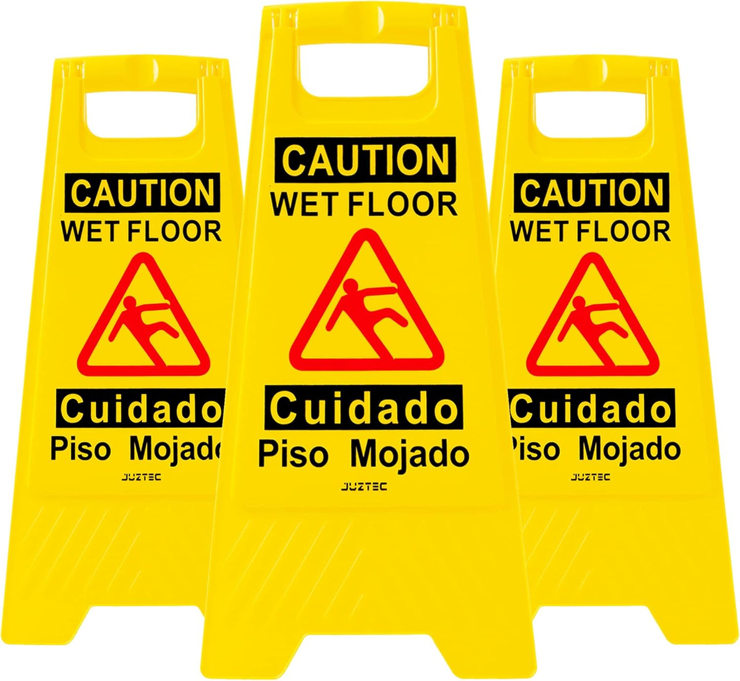 Wet Floor Sign 3 Pack - Caution Wet Floor Signs Commercial for Safety Precautions | Visible Yellow Warning Sign for Slippery Surfaces