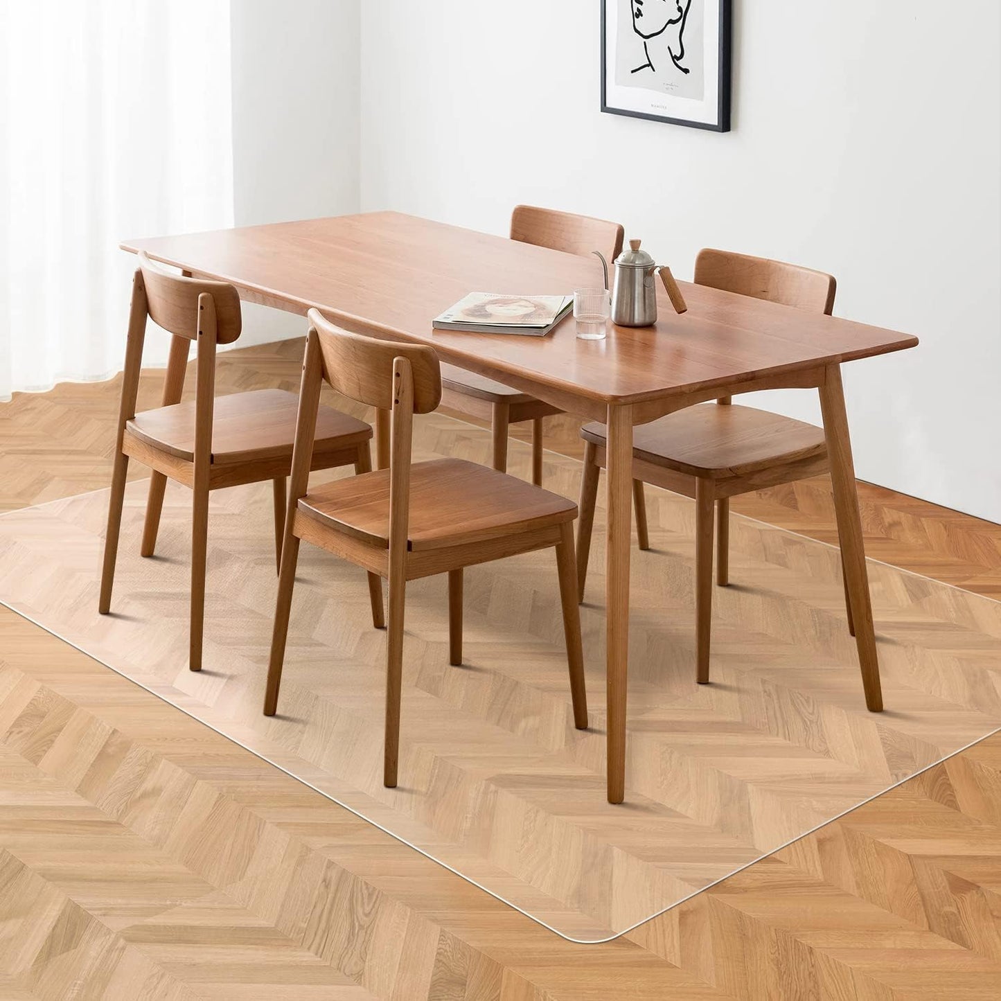 Floor Mats for Home, 5'×7' Clear Area Rug for Dining Room, Durable Non-Slip Hard Floor Living Room Rug, PVC Waterproof Rolling Chair Protector for Kitchen, Bedroom, High Traffic Areas