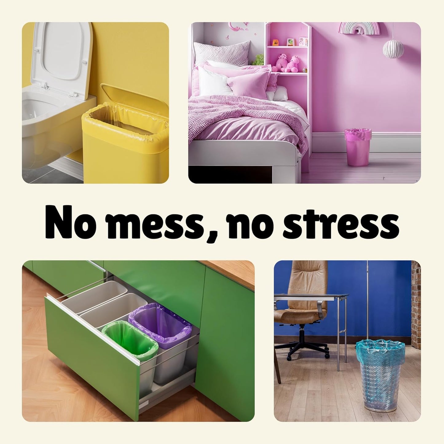 FORID 8 Gallon Trash Bags Multi Colored - Extra Thick Garbage Bags Unscented, Strong Plastic Waste Can Liners for Home Bathroom Office Kitchen,150 Bags 5 Rolls,30 Liters