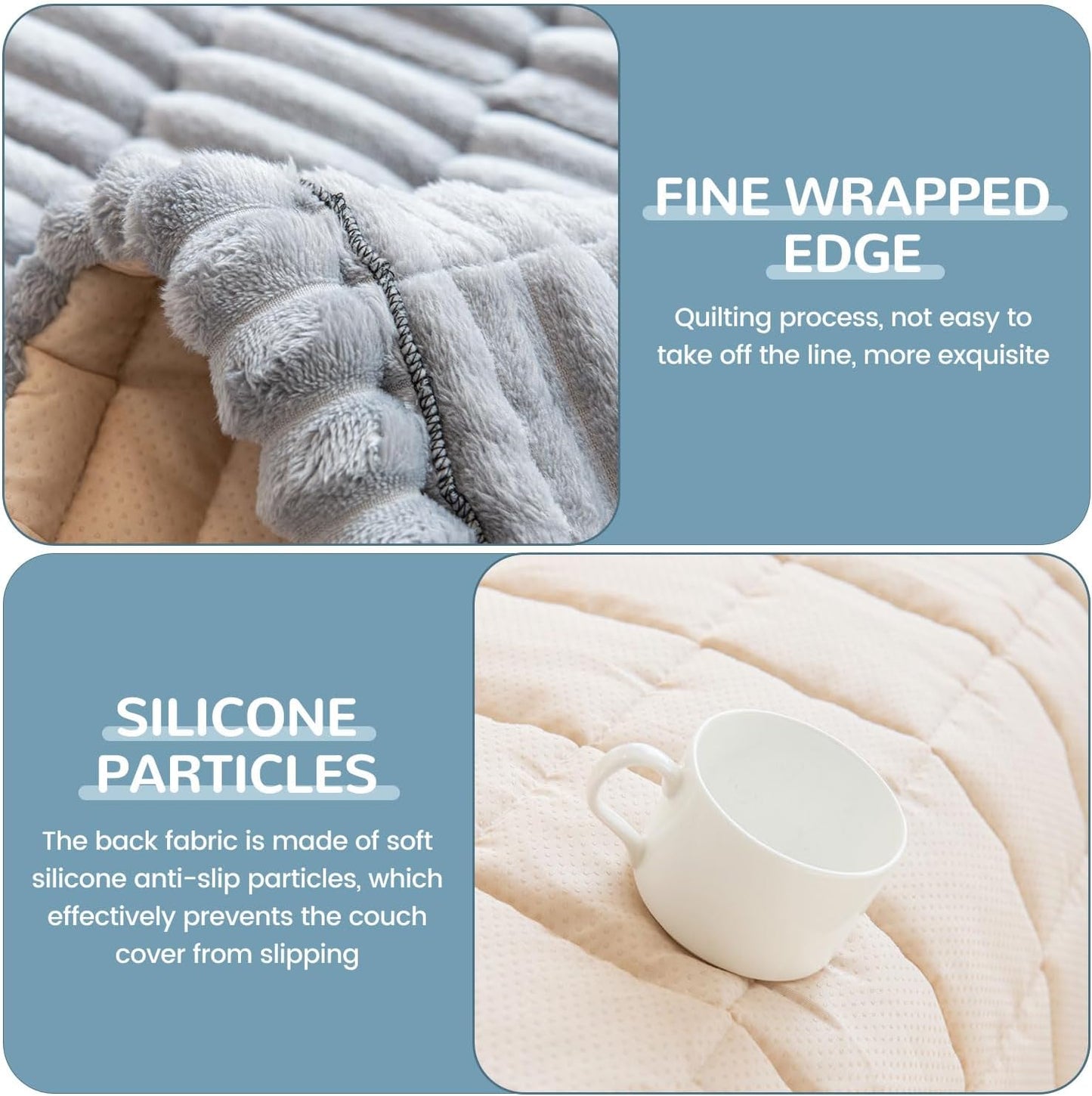 OTOB Couch Cover for Dogs Washable, Non Slip Plush Sofa Covers for 3 Cushion Couch, Fuzzy Pet Friendly Mat Bed Furniture Protector Sofa Slipcover, All Seasons (Gray, 27.6" x 70.9")