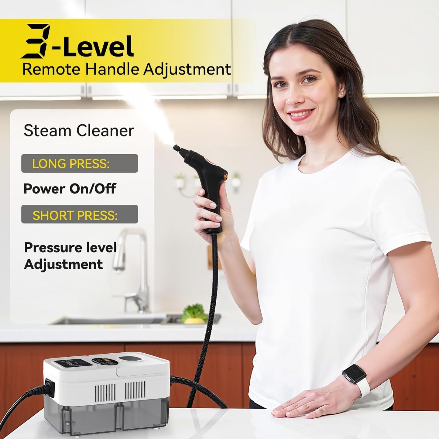 Steam Cleaner, 2500W High Pressure Steam Cleaner for Home, 10s Fast Heat-Up, Chemical-Free Steamer for Cleaning with 6 Steam Levels, 41oz Tank, Handheld Steam Cleaner for Car, Grease, Grout, Tile