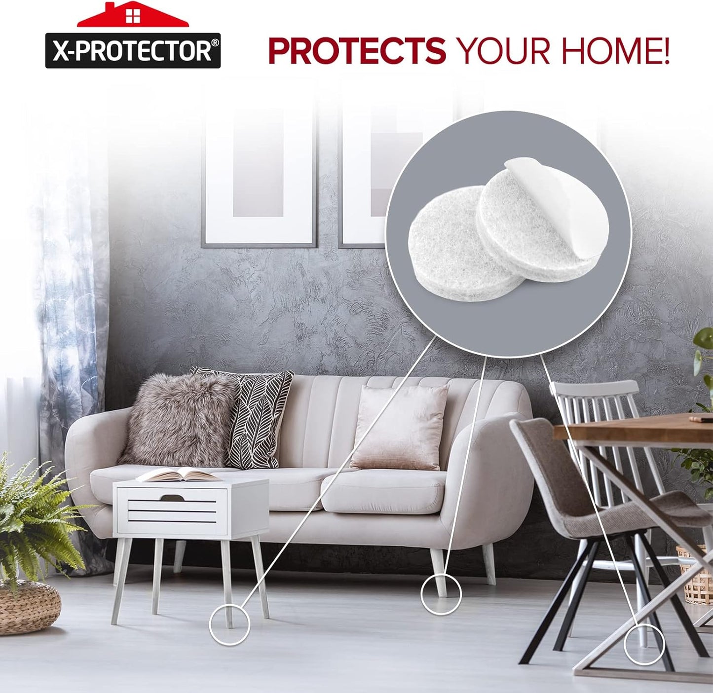357 pcs White Felt Furniture Pads X-Protector! Huge Quantity of Furniture Pads for Hardwood Floors with Many Big Sizes – Your Ideal Wood Floor Protectors for Furniture. Protect Any Type of Hard Floor!