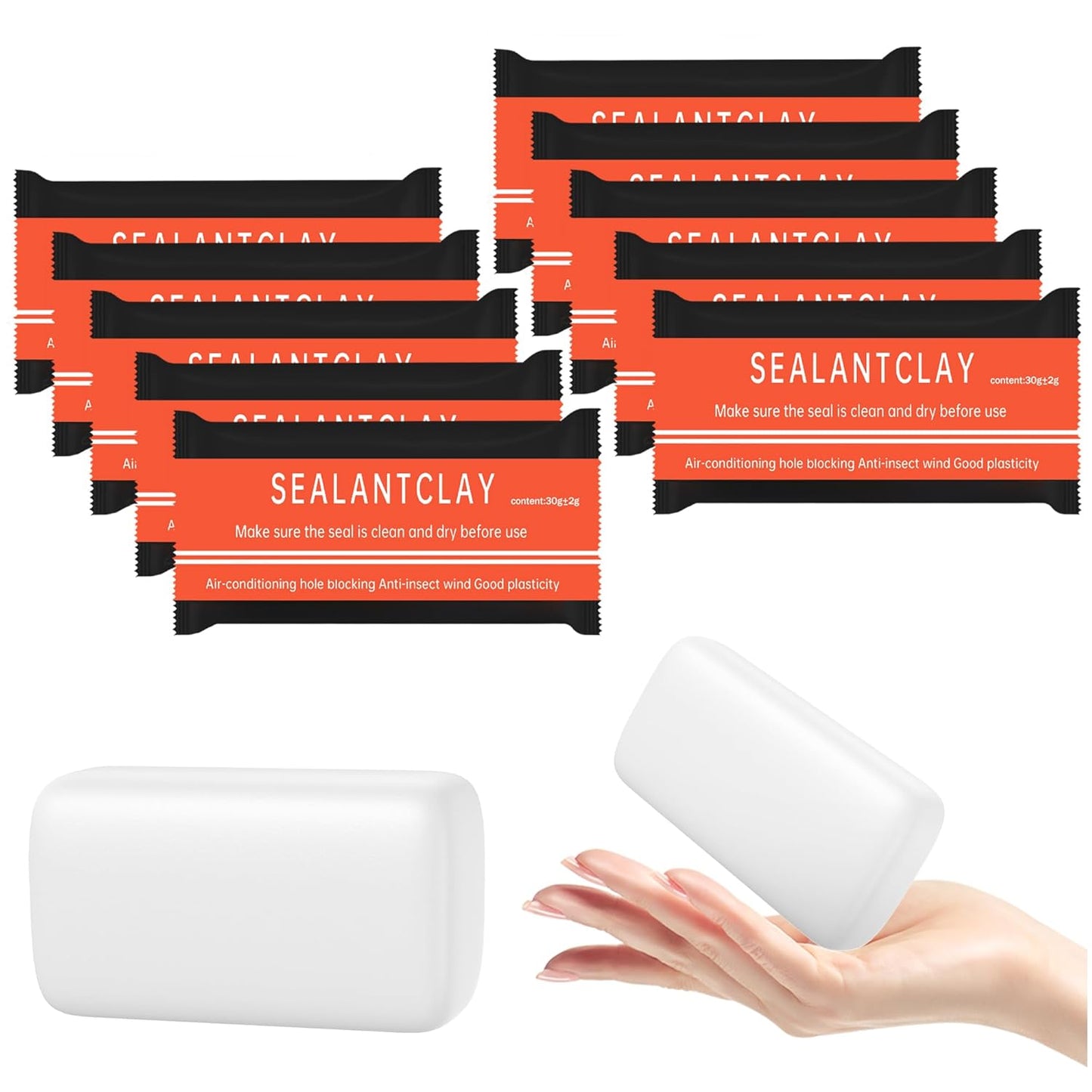 10-Pack Premium Waterproof Wall Repair Sealing Clay Duct Seal Ideal for Wall Hole Repair, Air Conditioning and Drainage Pipes Quick and Easy Solution