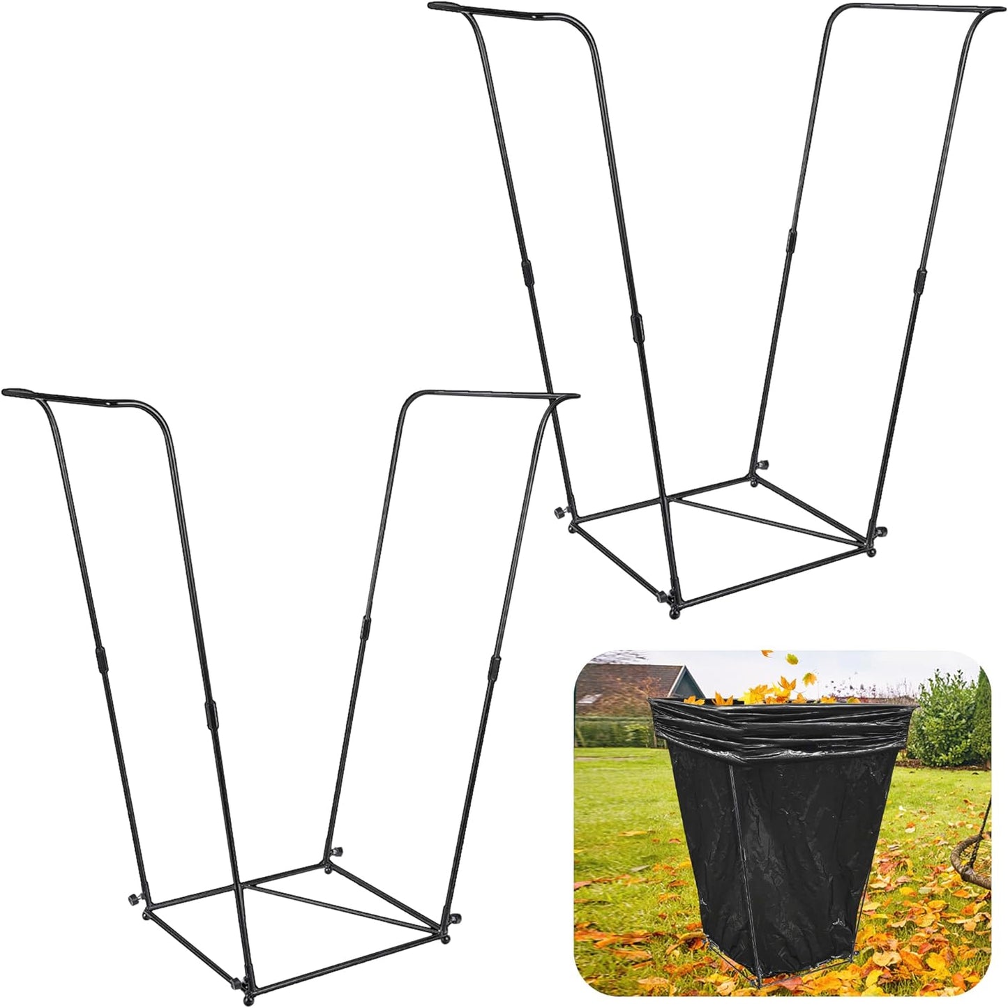 Metal Trash Bag Holder - Garbage Bag Holder Frame Holds 30-45 Gallon Plastic Bags-Multi-Use Outdoor Leaf Bag Stand for Yard Camping Garden Lawn Party Supplies (2pcs)