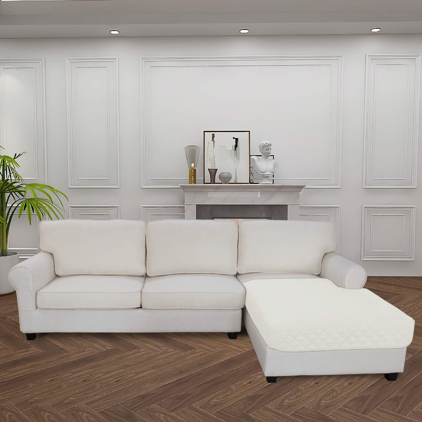 Easy-Going Sectional Couch Covers for Dogs L Shape Sofa Cover Reversible Sofa Slipcover Chaise Lounge Cover Furniture Protector Cover for Pets Dog Cat (42 x 68 inches, Ivory/Ivory)