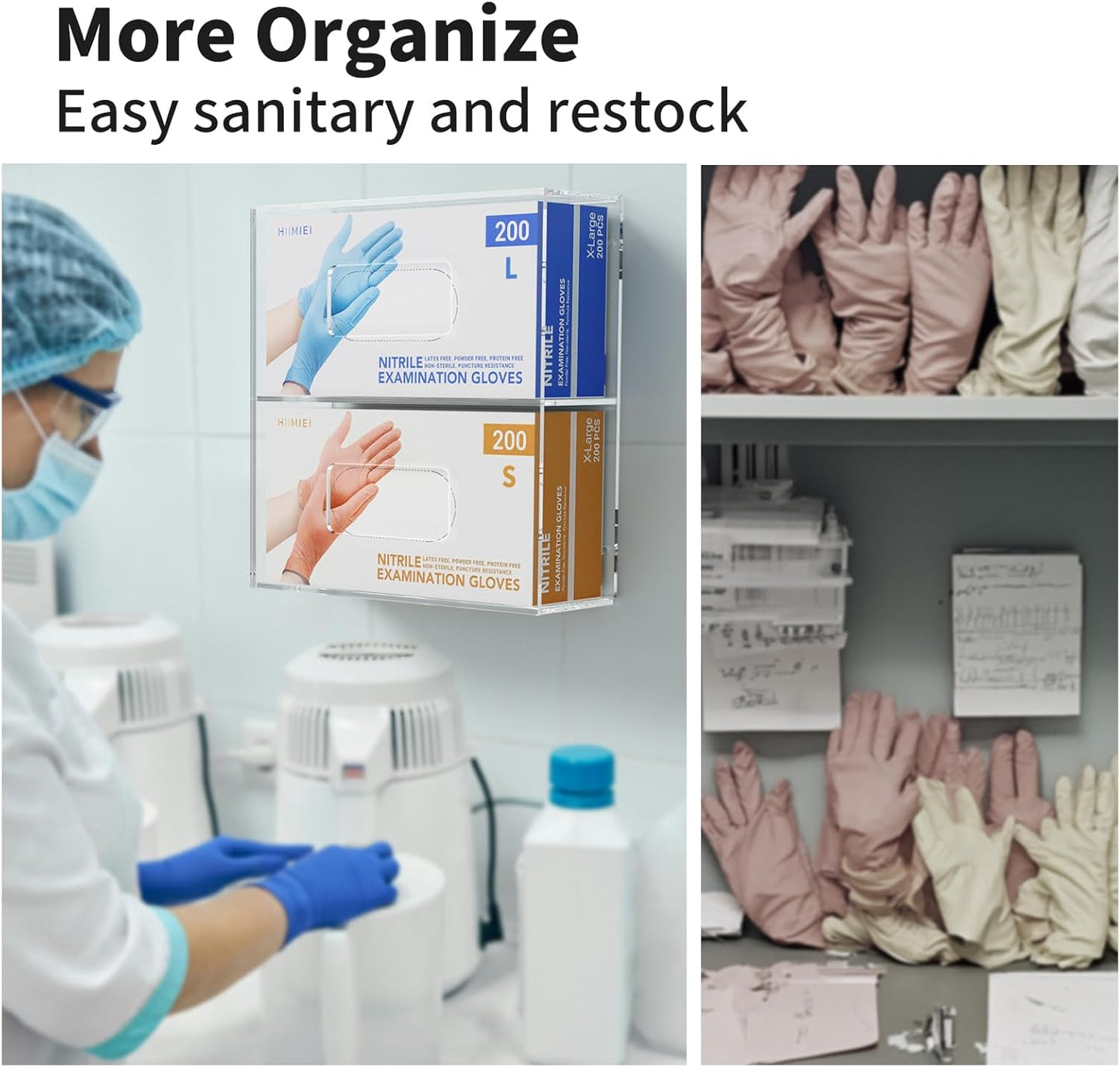 HIIMIEI Glove Holder for Wall Mount: Magnetic Gloves Box Holder, Acrylic Disposable Rubber Latex Glove Dispenser