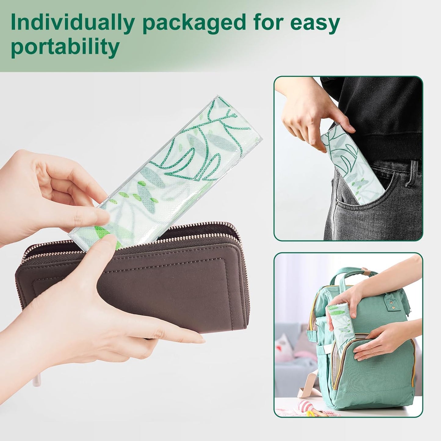 30 Pack Toilet Seat Covers Disposable, Kids, and Adults, Individually Wrapped for Travel, Large Waterproof Potty Covers for Toddlers, Toddler Potty Training for Public Restroom, Airplane, Trip - Leaf