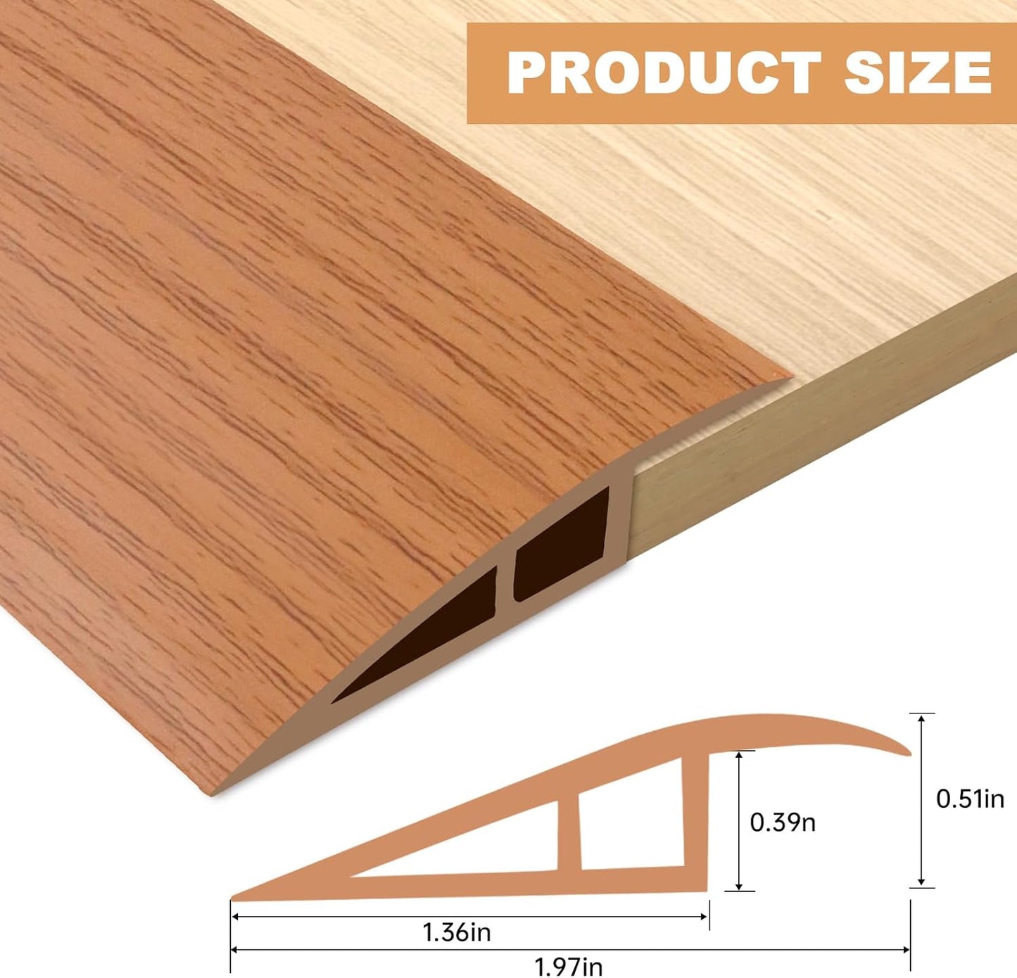 Vinyl Door Threshold Flooring Transition Strip Self Adhesive Carpet Edging Strip for Laminate Doorway Edge Threshold from 1/5" to 2/5" (Yellow Wood Grain, 10 Ft)