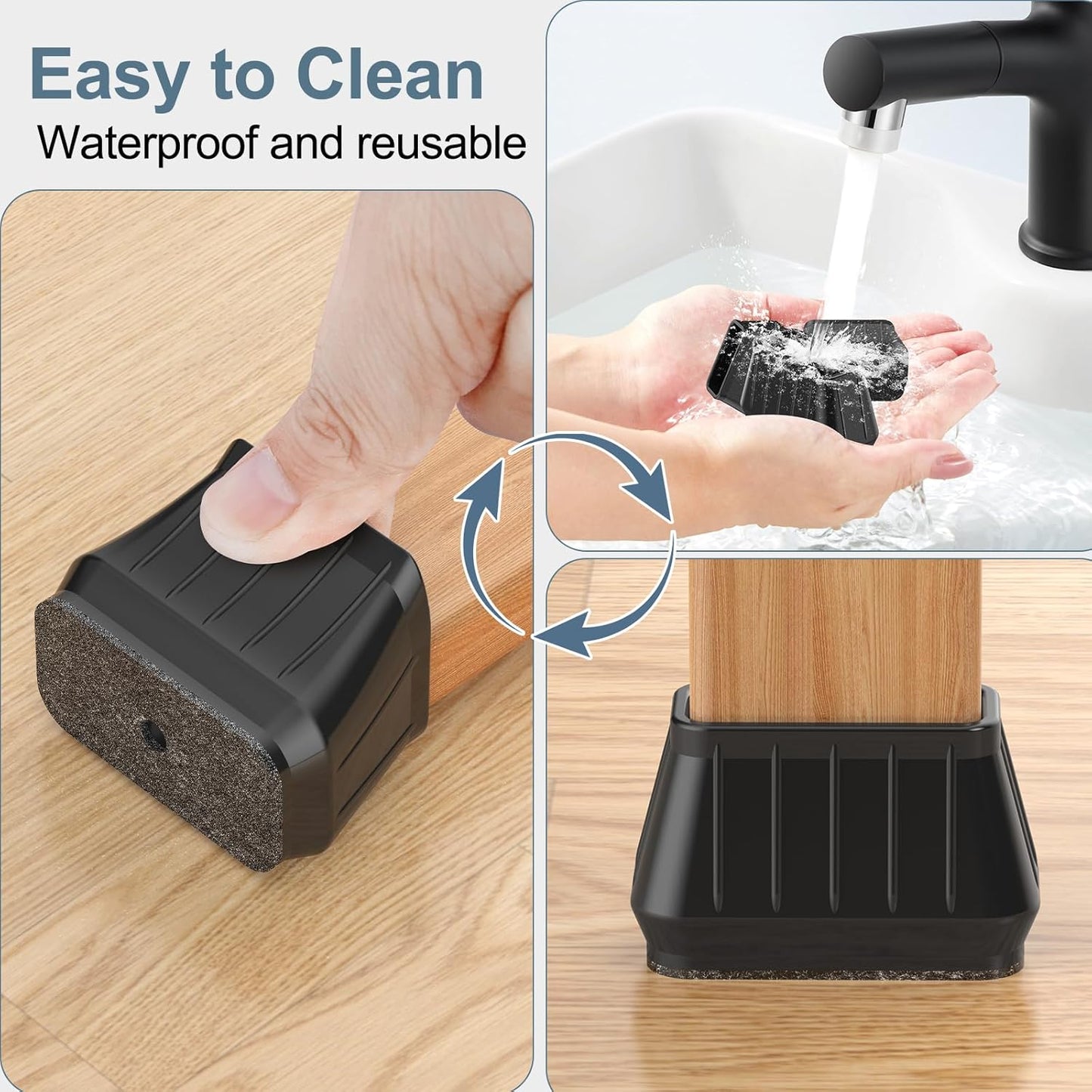 24PCS Rectangular Chair Leg Floor Protectors for Hardwood Floors, Thicken Rubber Chair Leg Cap Covers, Non Slip Furniture Leg Pads to Protect Wood Tile Floors from Scratches and Reduce Noise