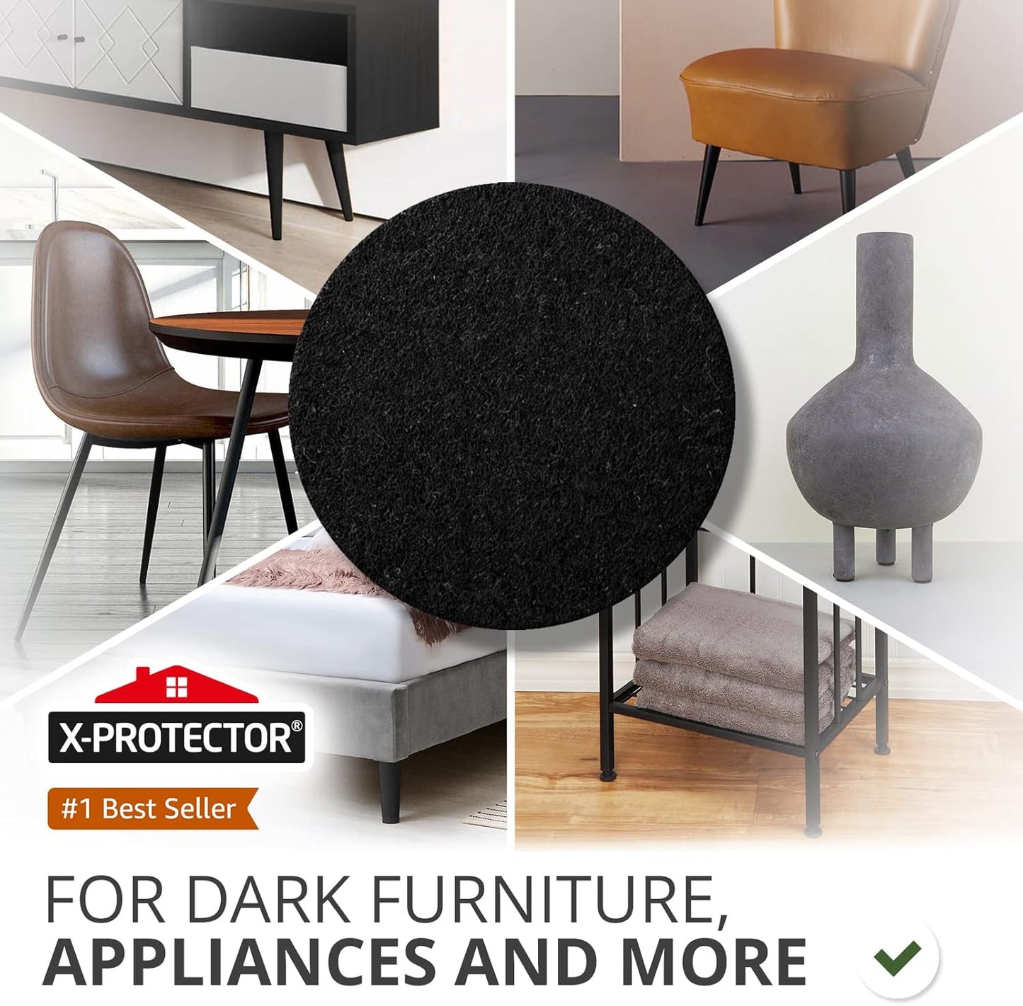 X-Protector 357 Pcs Black Felt Furniture Pads - Huge Quantity of Anti-Scratch, Heavy Duty Floor Protectors for Hardwood, Tile, Laminate - Suitable for Chairs, Tables, Sofa, Bed, Cabinet, Ottoman