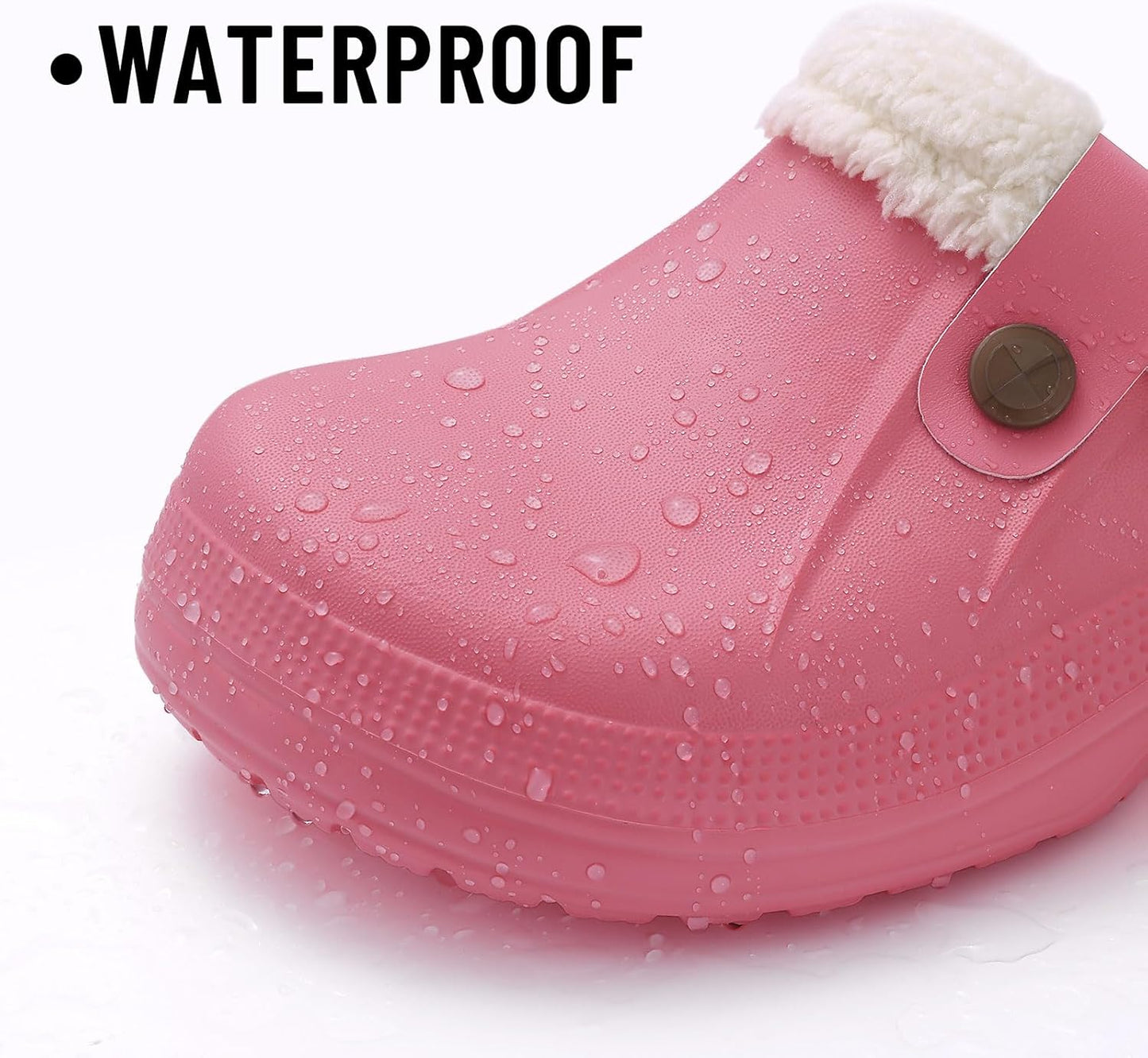 Beslip Classic Fur Lined Clogs Waterproof Winter Fuzzy Slippers for Women Men Indoor and Outdoor